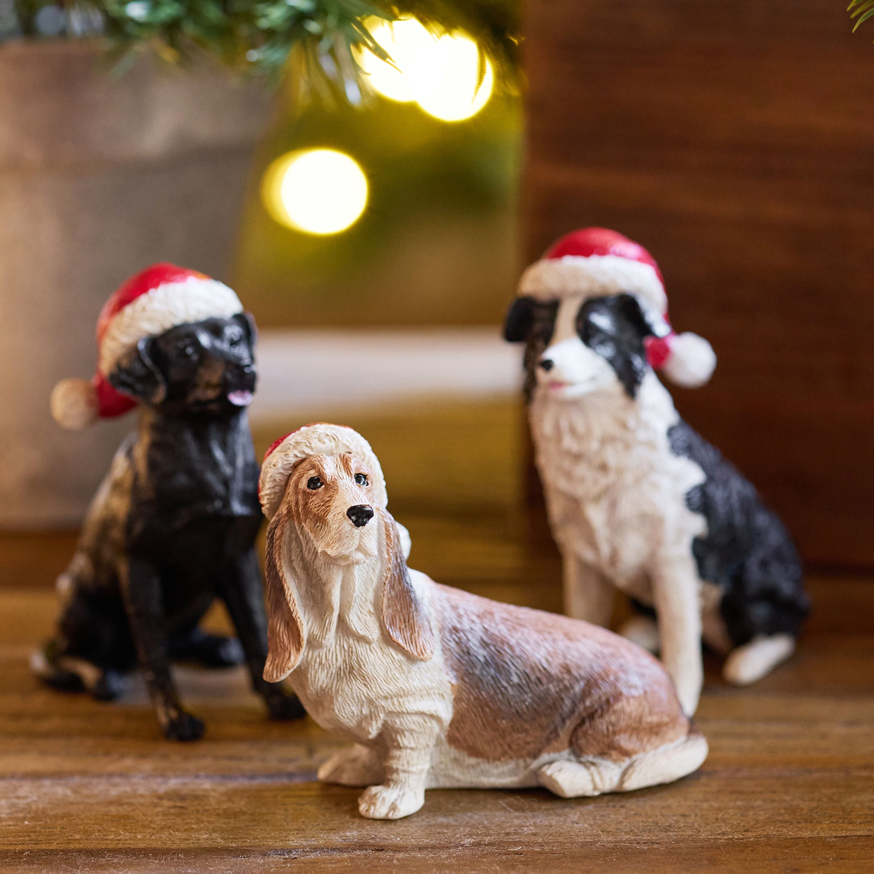 French Country Hound with Santa Hat