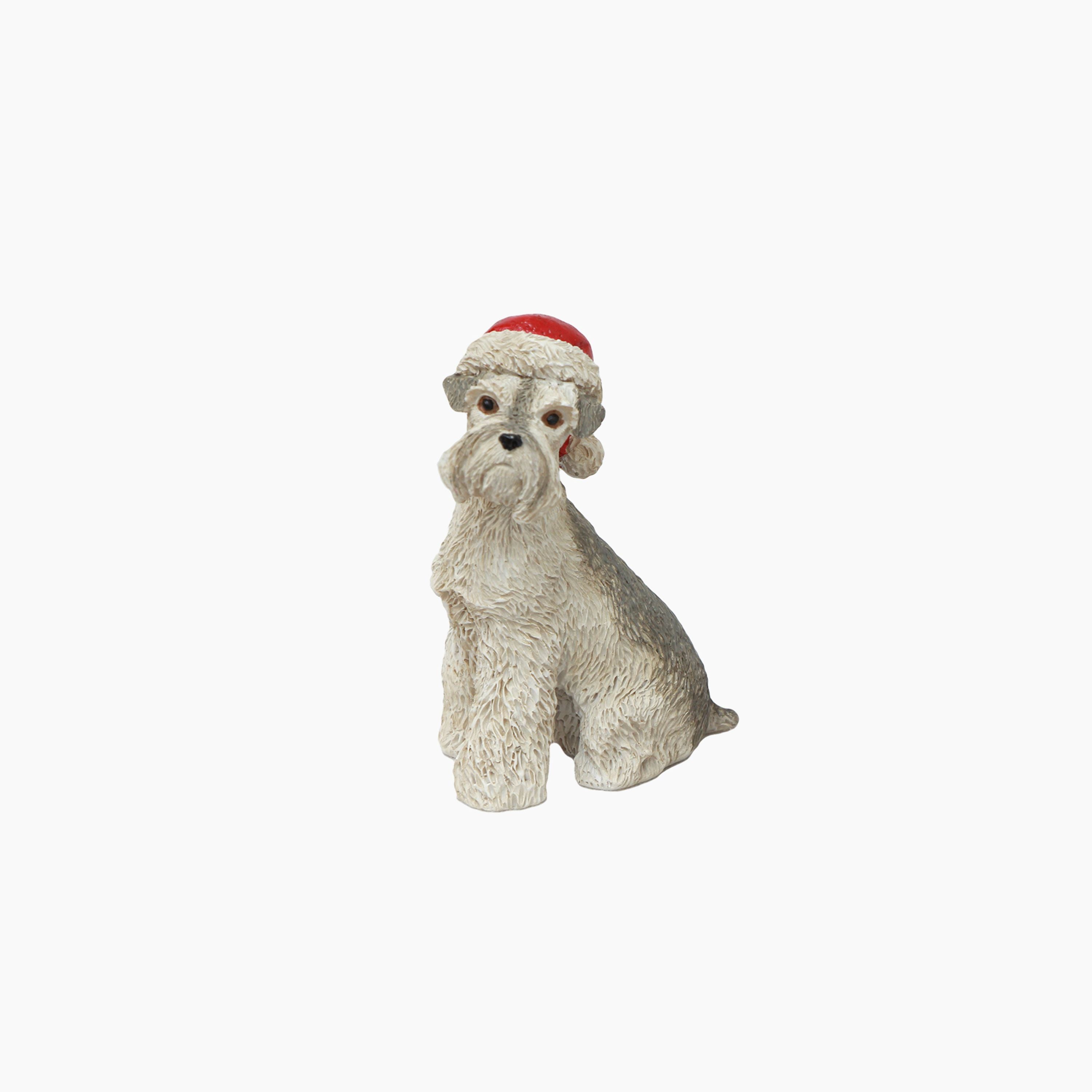 French Country Schnauzer with Santa Hat
