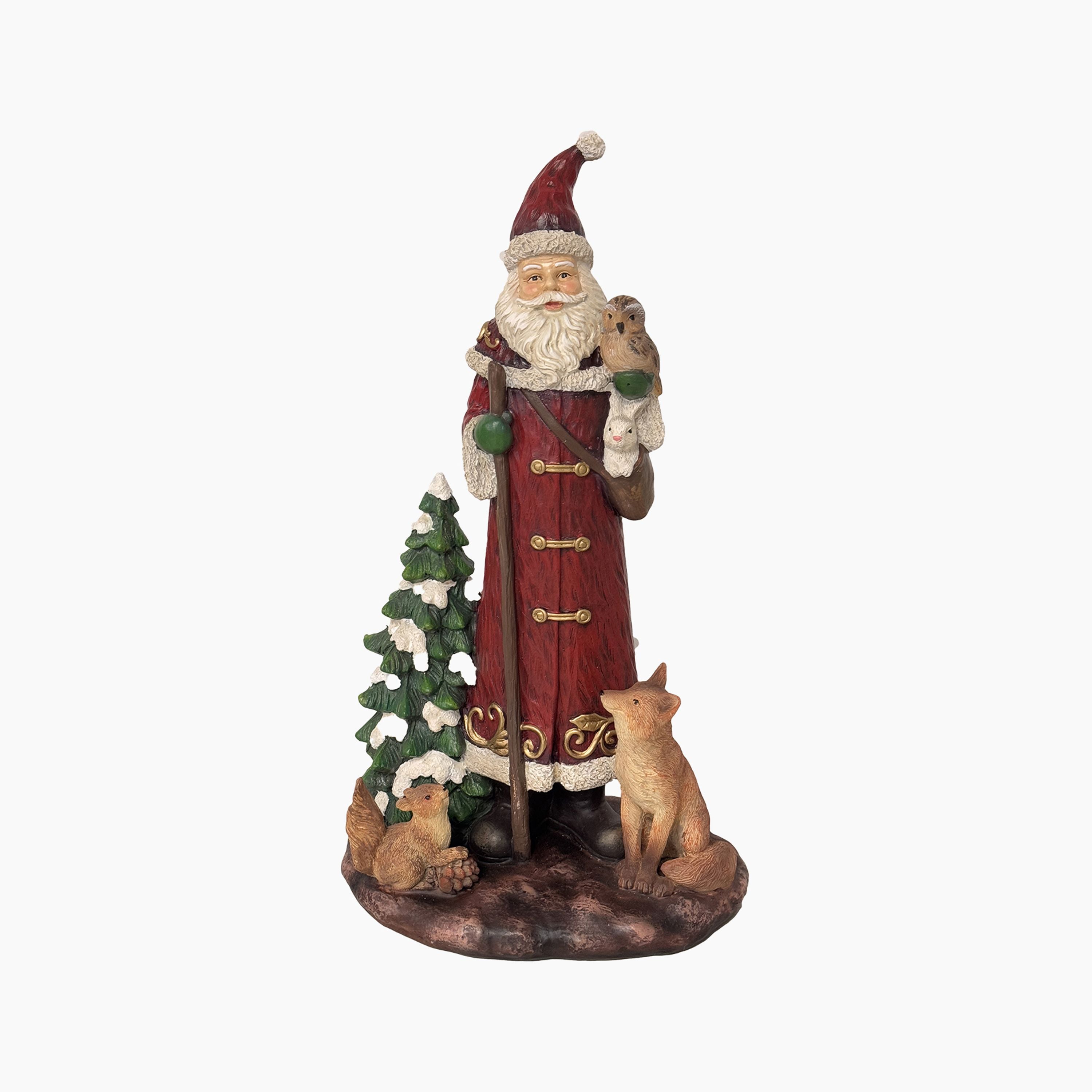 French Country Traditional Santa with Forest Animals