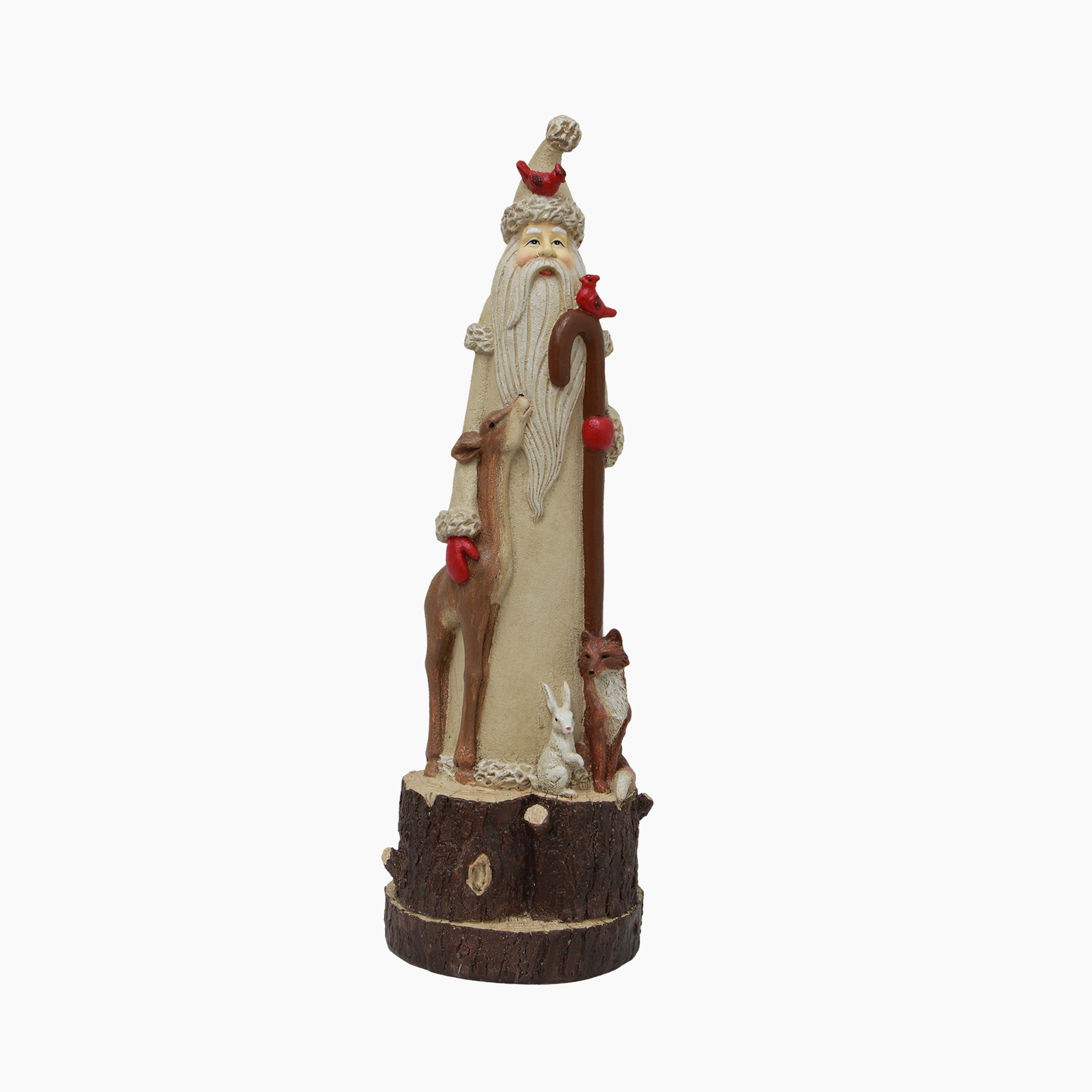 French Country Tall Santa with Forest Animals