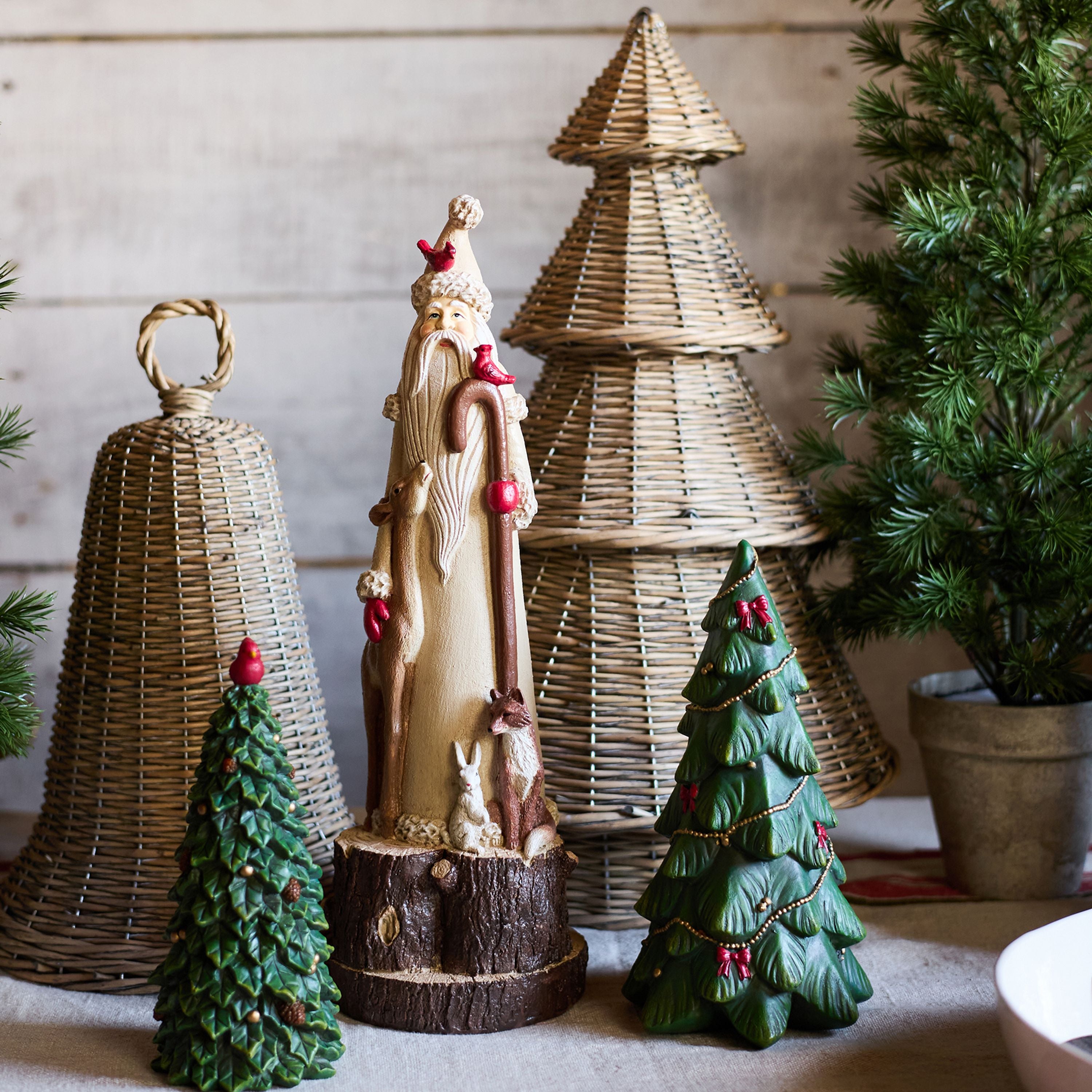 French Country Tall Santa with Forest Animals