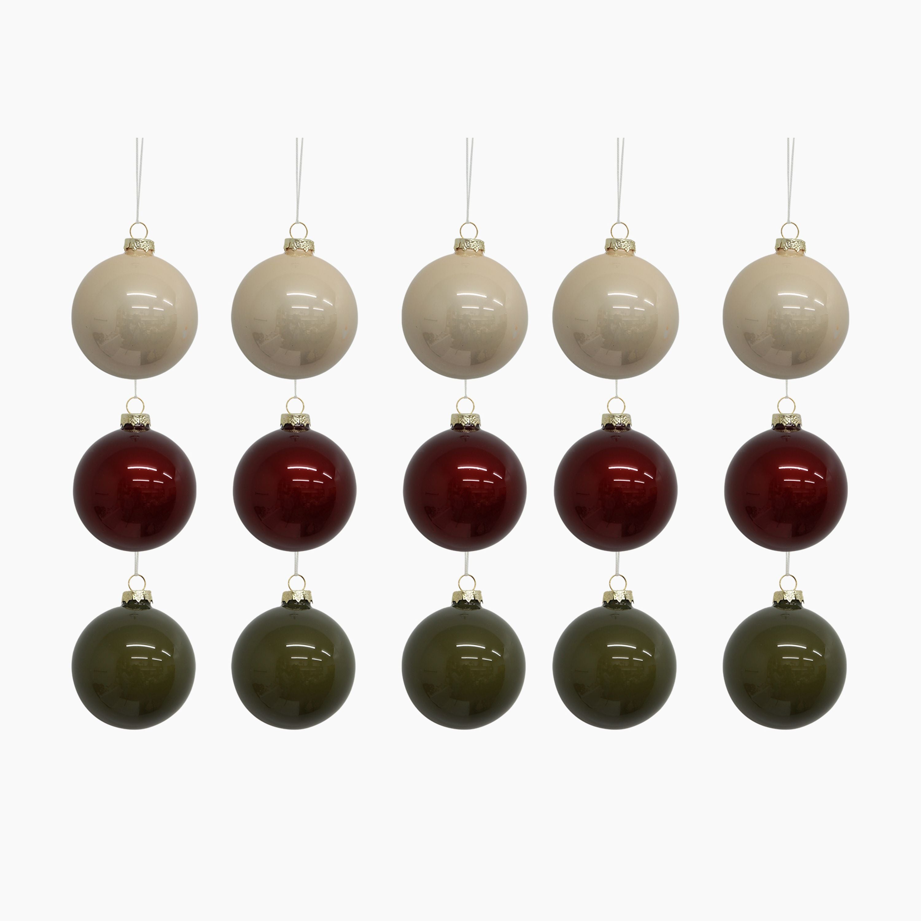 French Country Christmas Ball Mixed Colours Mini (15 Pack)