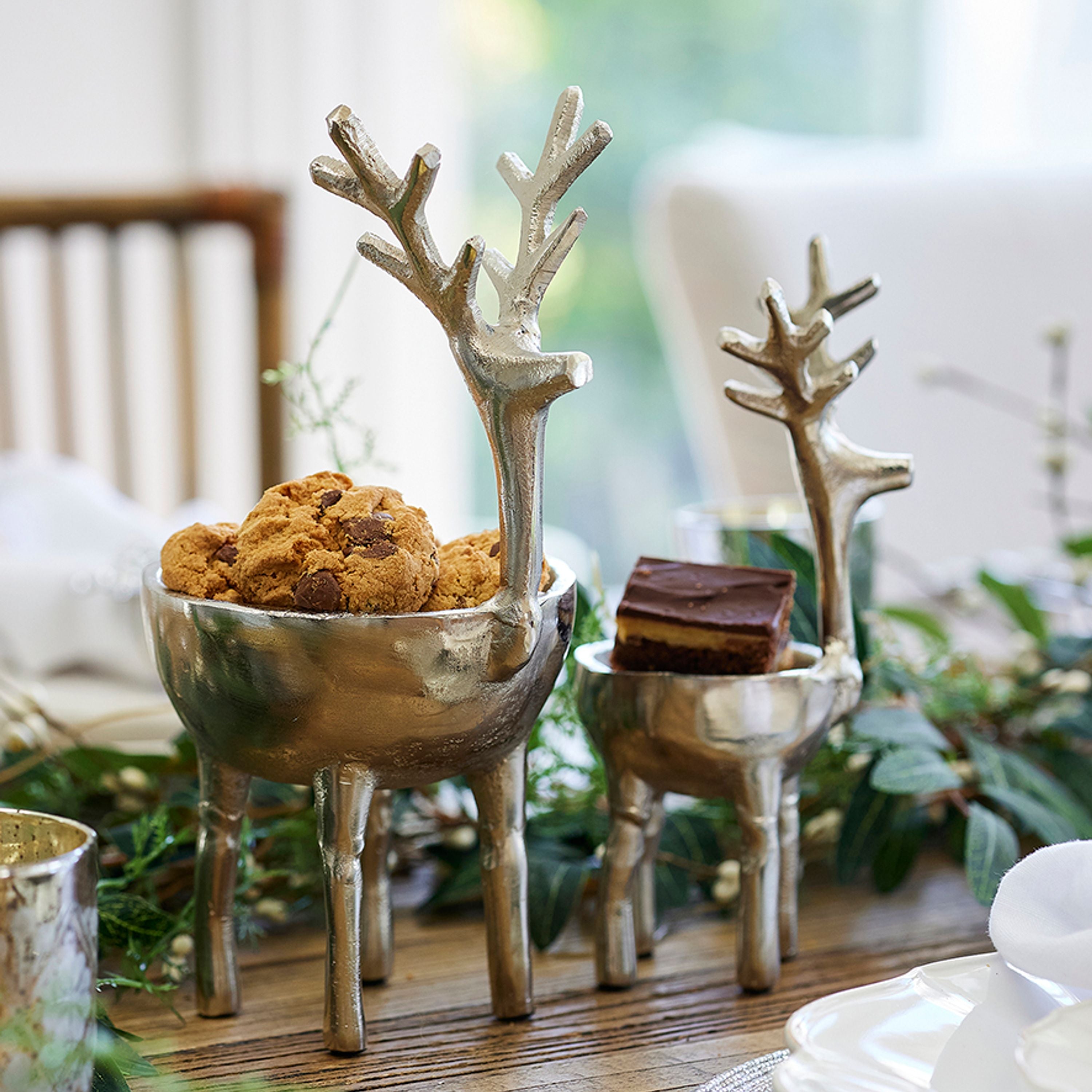 French Country Reindeer Sweets Bowl Silver Large