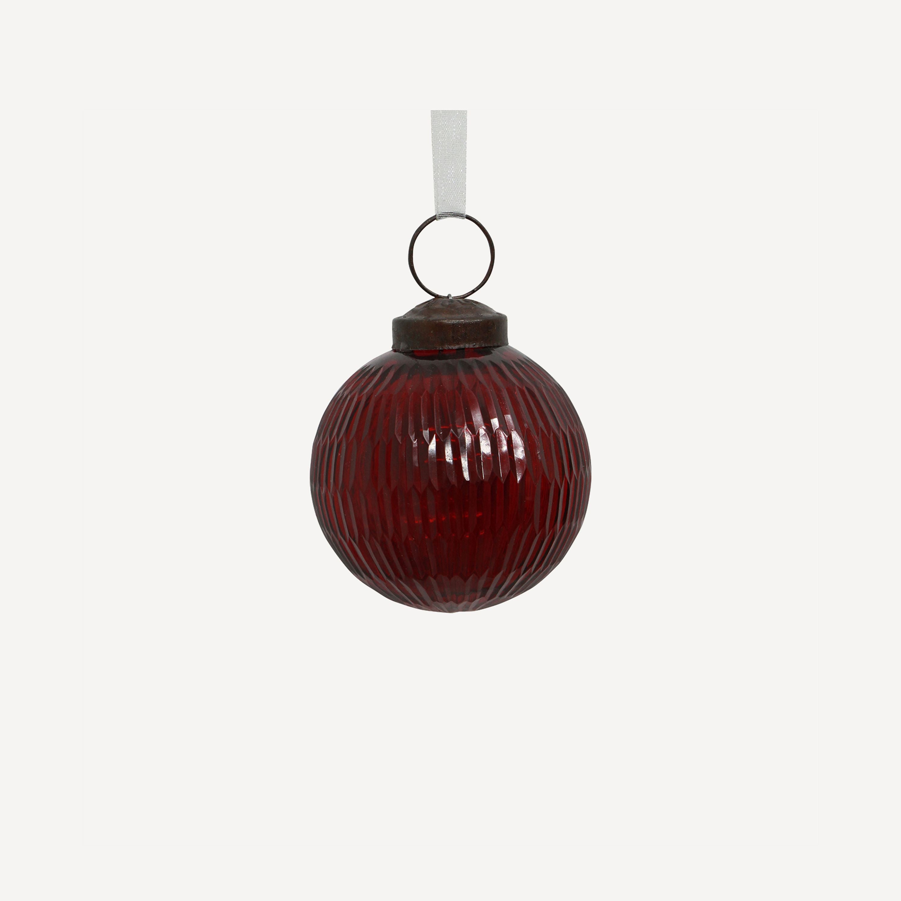 French Country Small Cut Glass Red Bauble