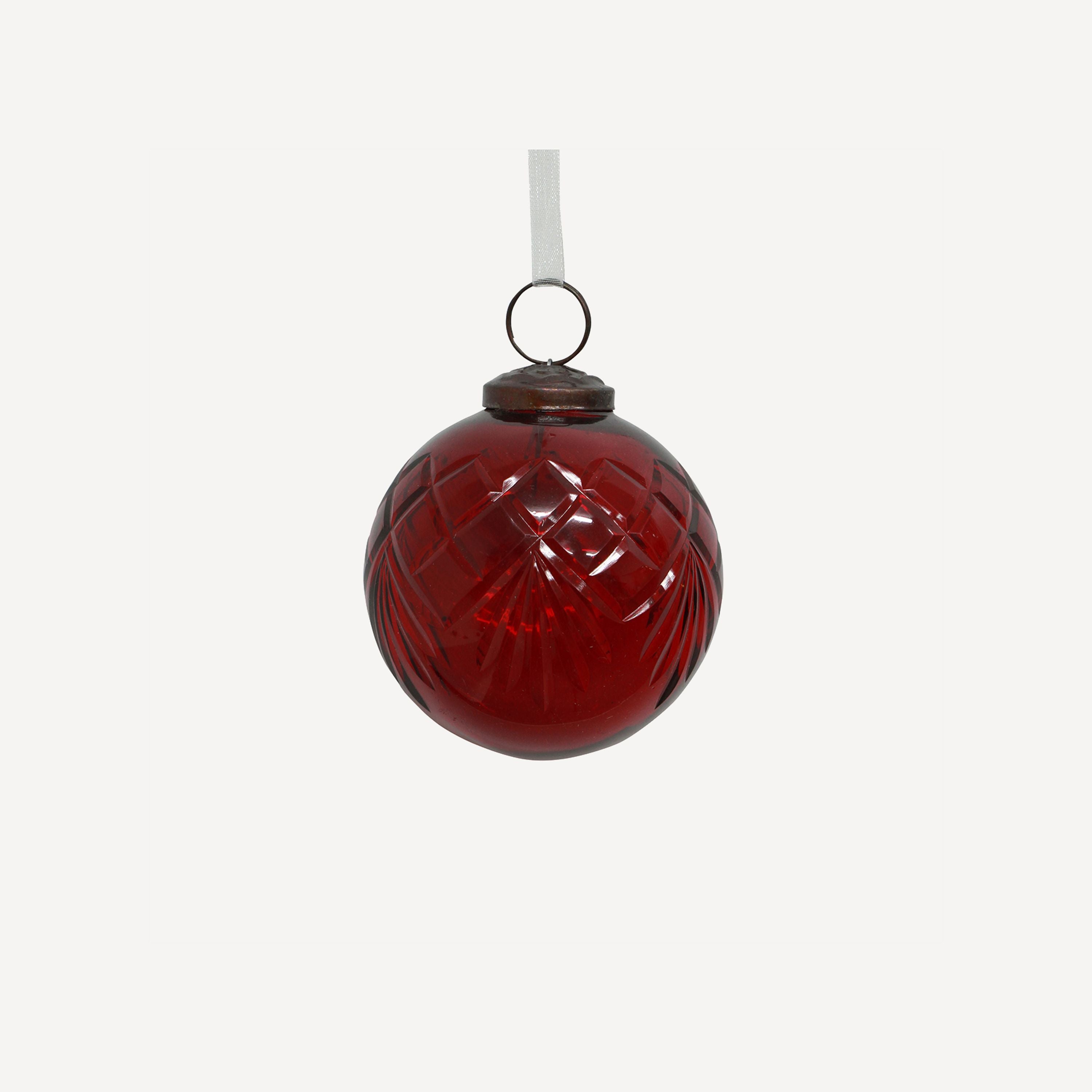French Country Cut Glass Bauble Red