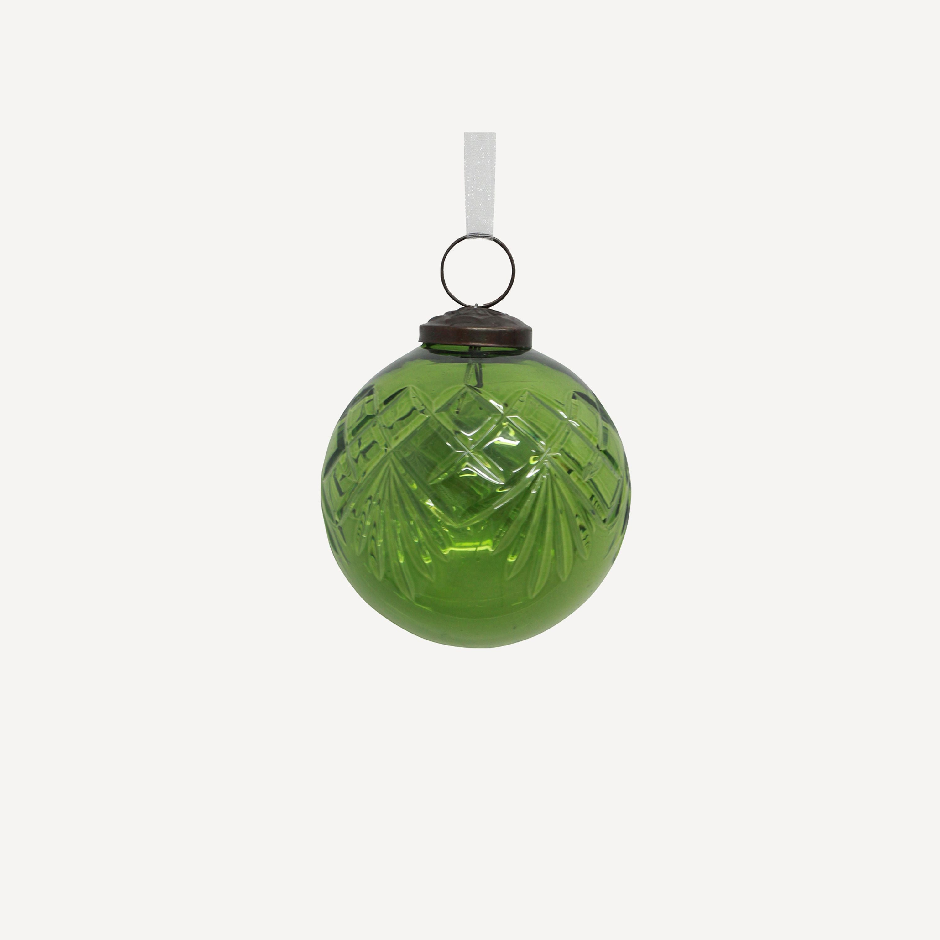 French Country Cut Glass Bauble Green