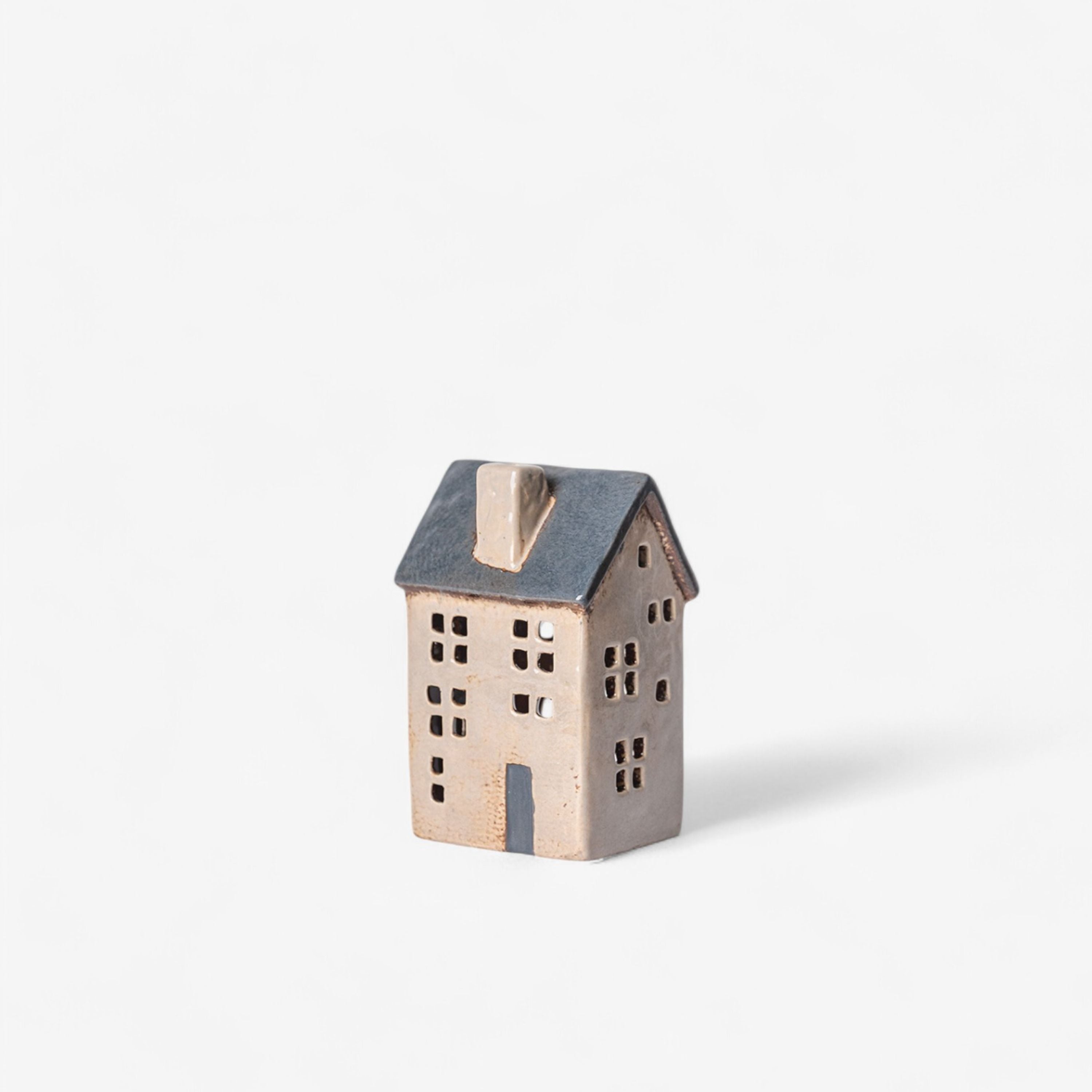 French Country Saint Malo Tea Light House Blue Roof