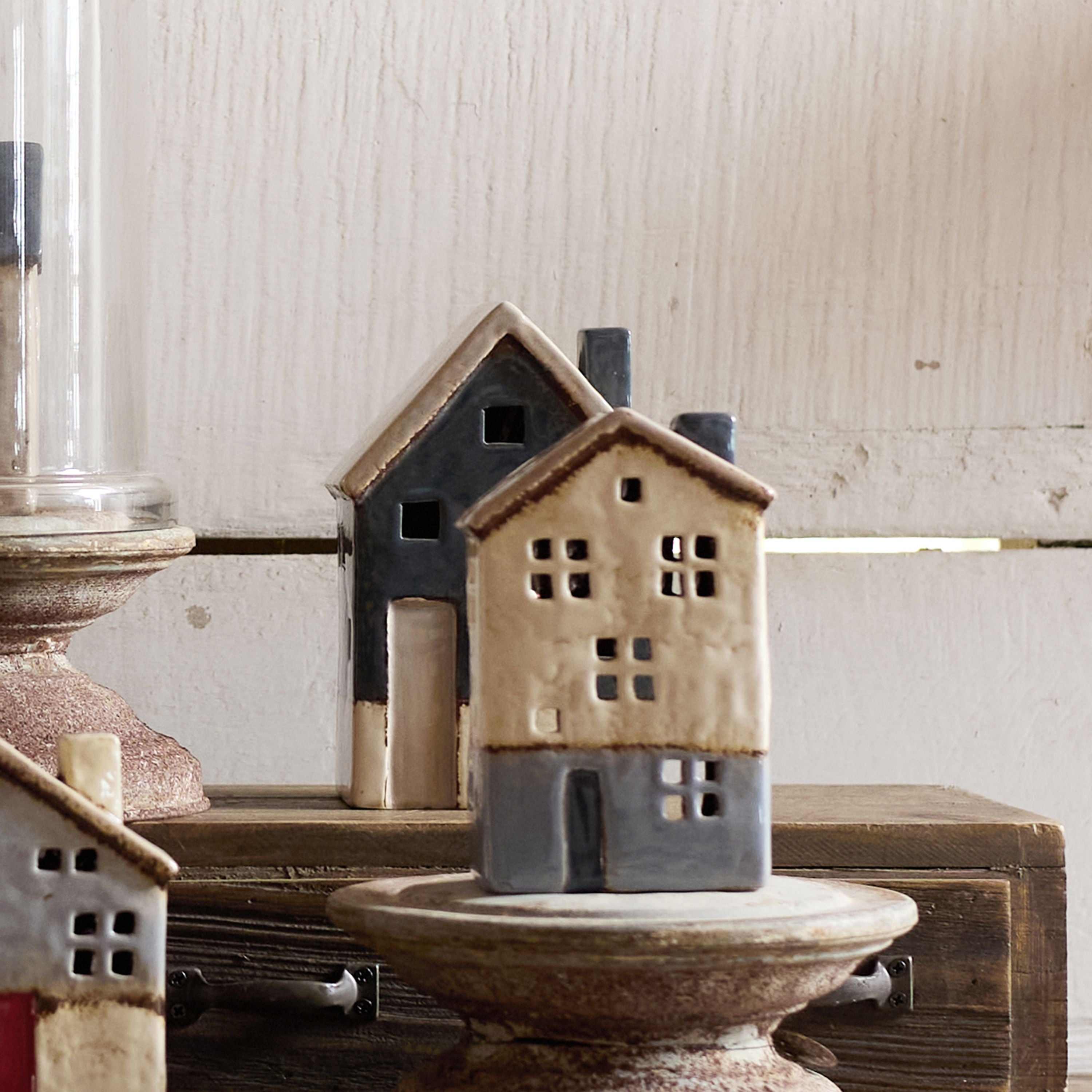 French Country Saint Malo Tea Light House Stone Roof