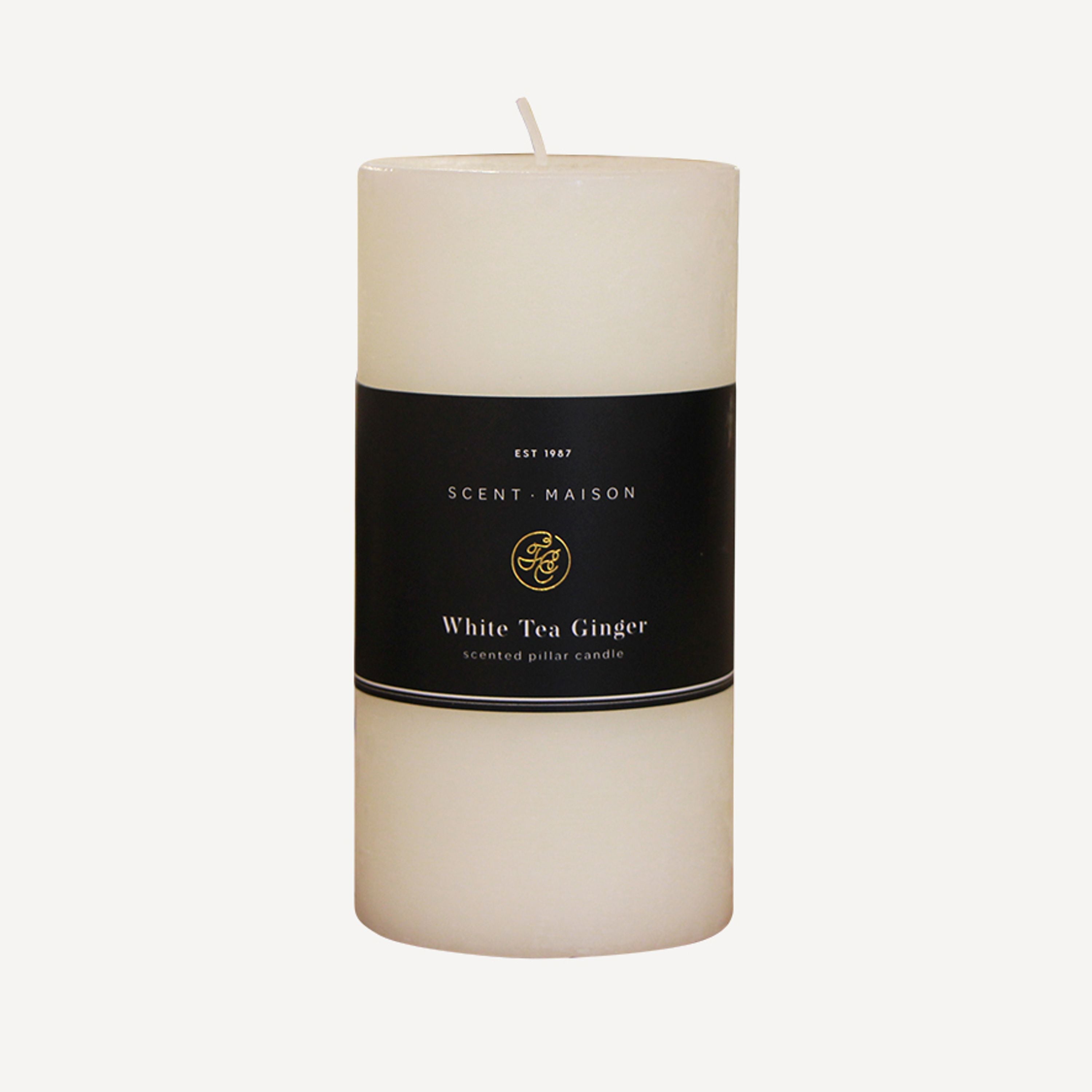 French Country Maison Pillar Candle White Tea Ginger 8x15cm