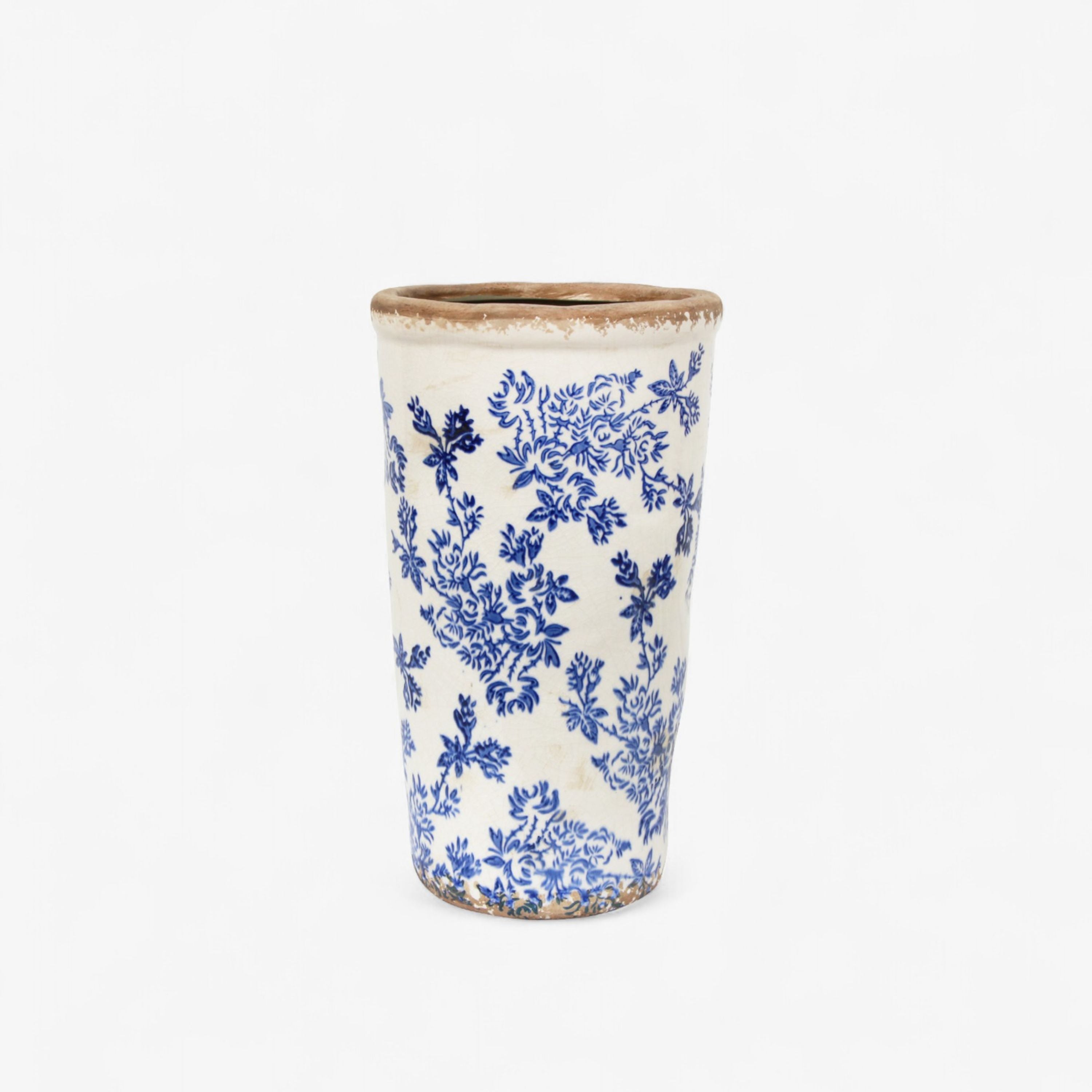 French Country Blue Floral Vase