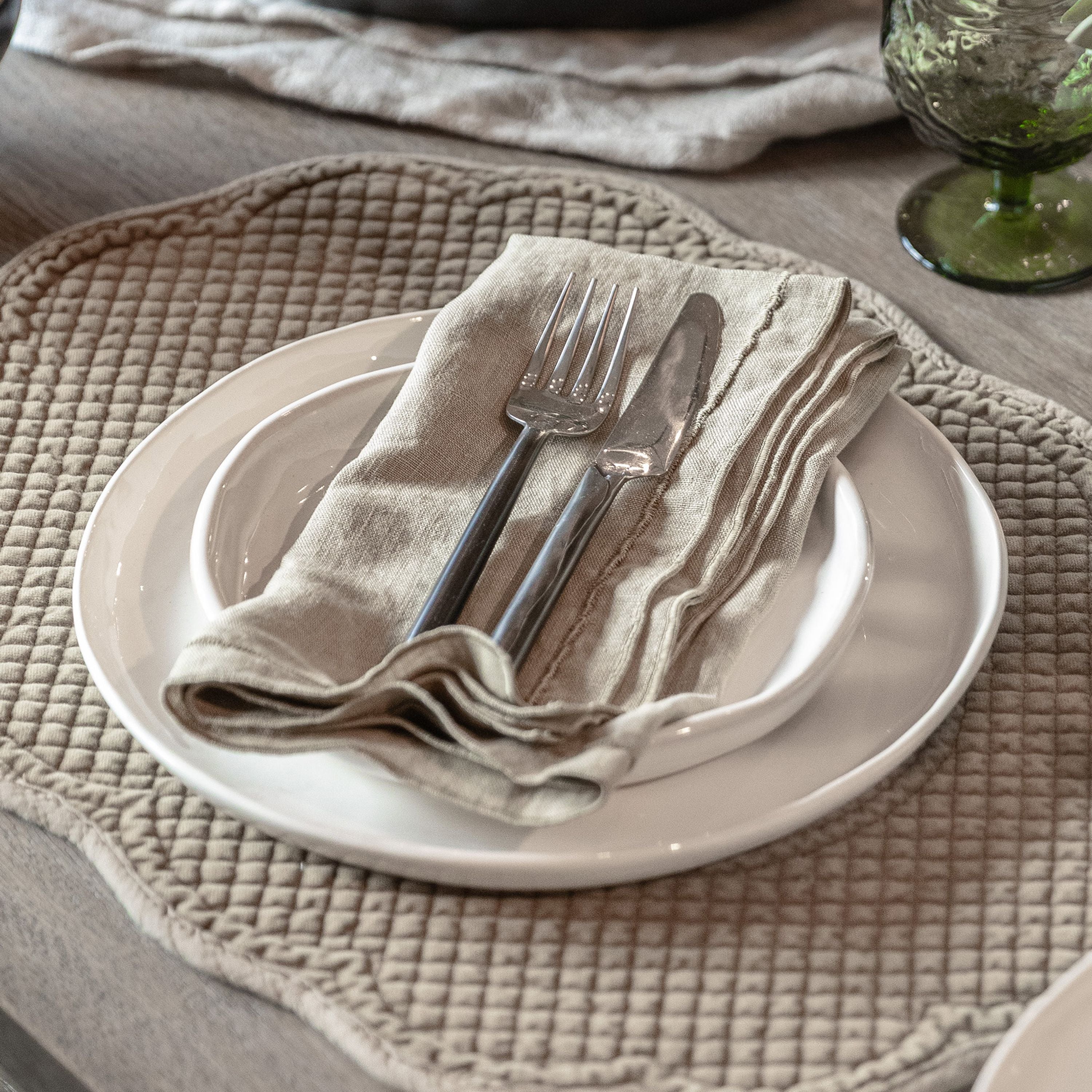 French Country Rena Quilted Placemat Khaki