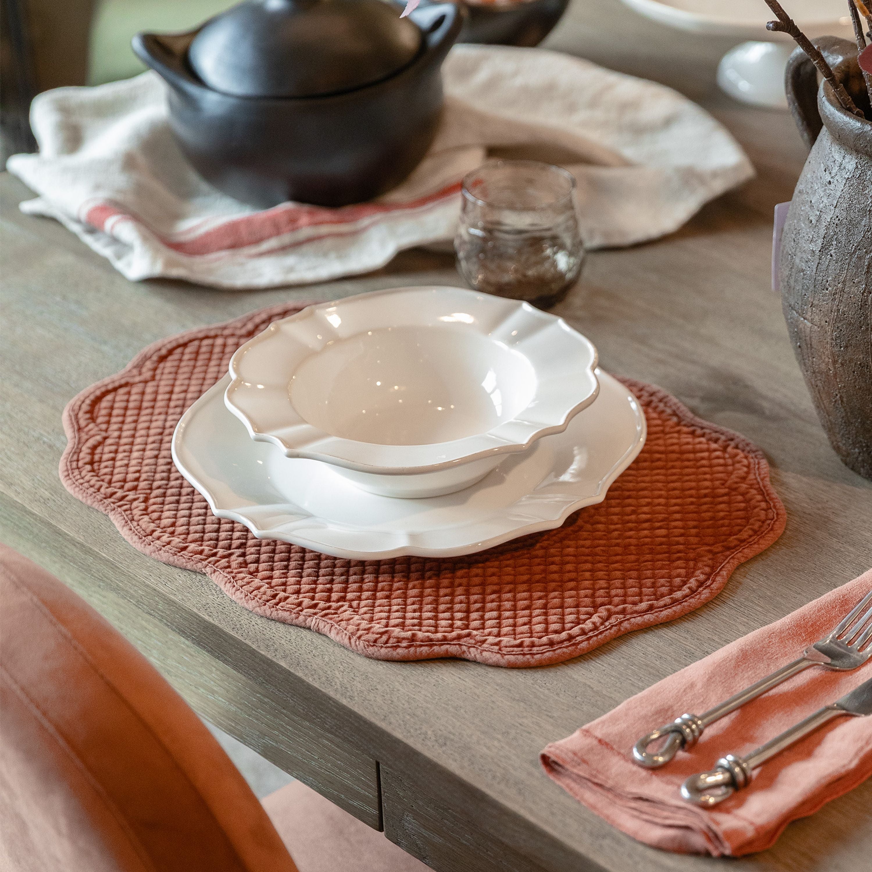 French Country Rena Quilted Placemat Rust