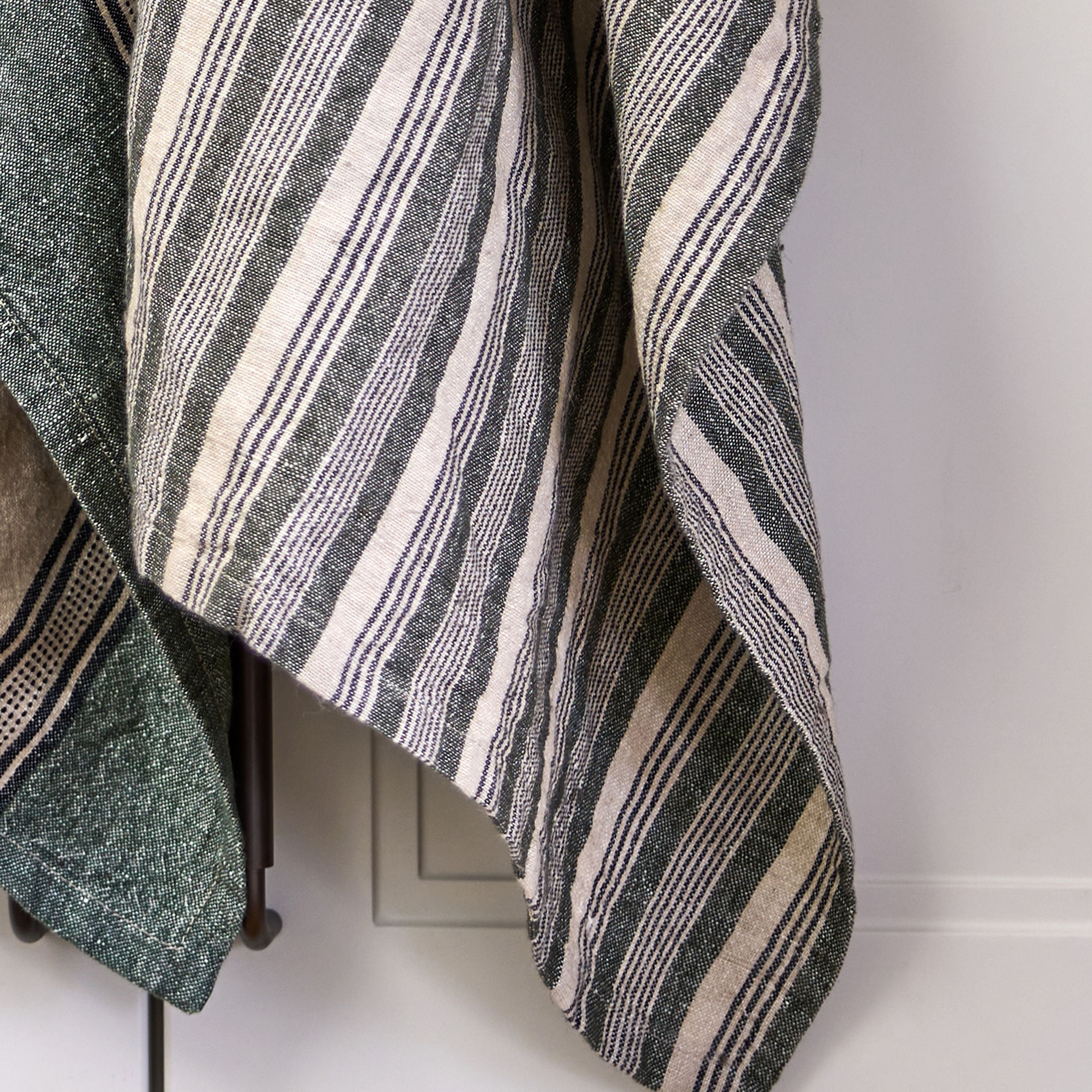 French Country Atelier Stripe Tea Towel Green