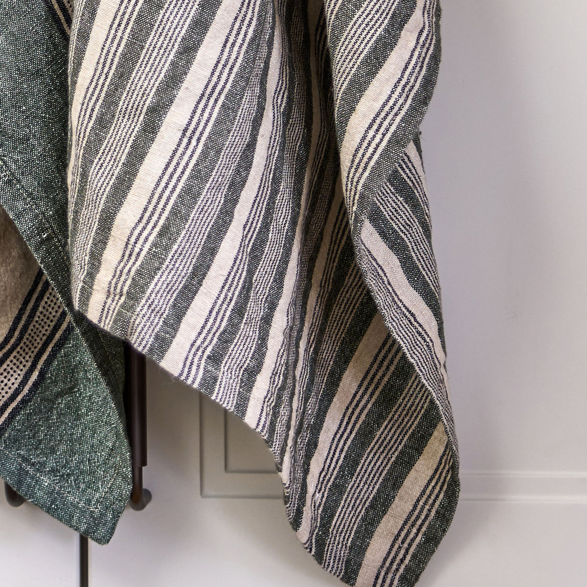 French Country Atelier Stripe Tea Towel Green