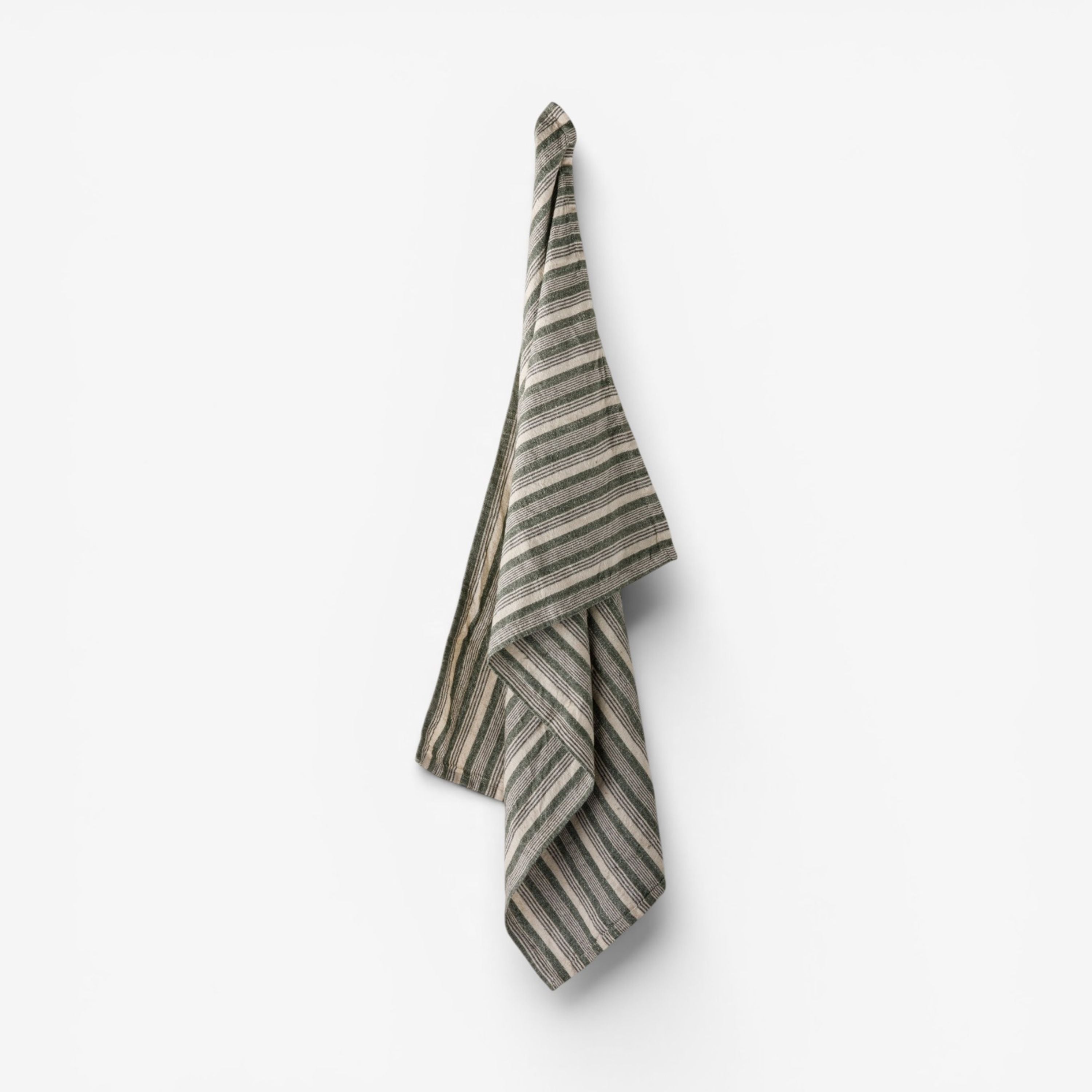 French Country Atelier Stripe Tea Towel Green