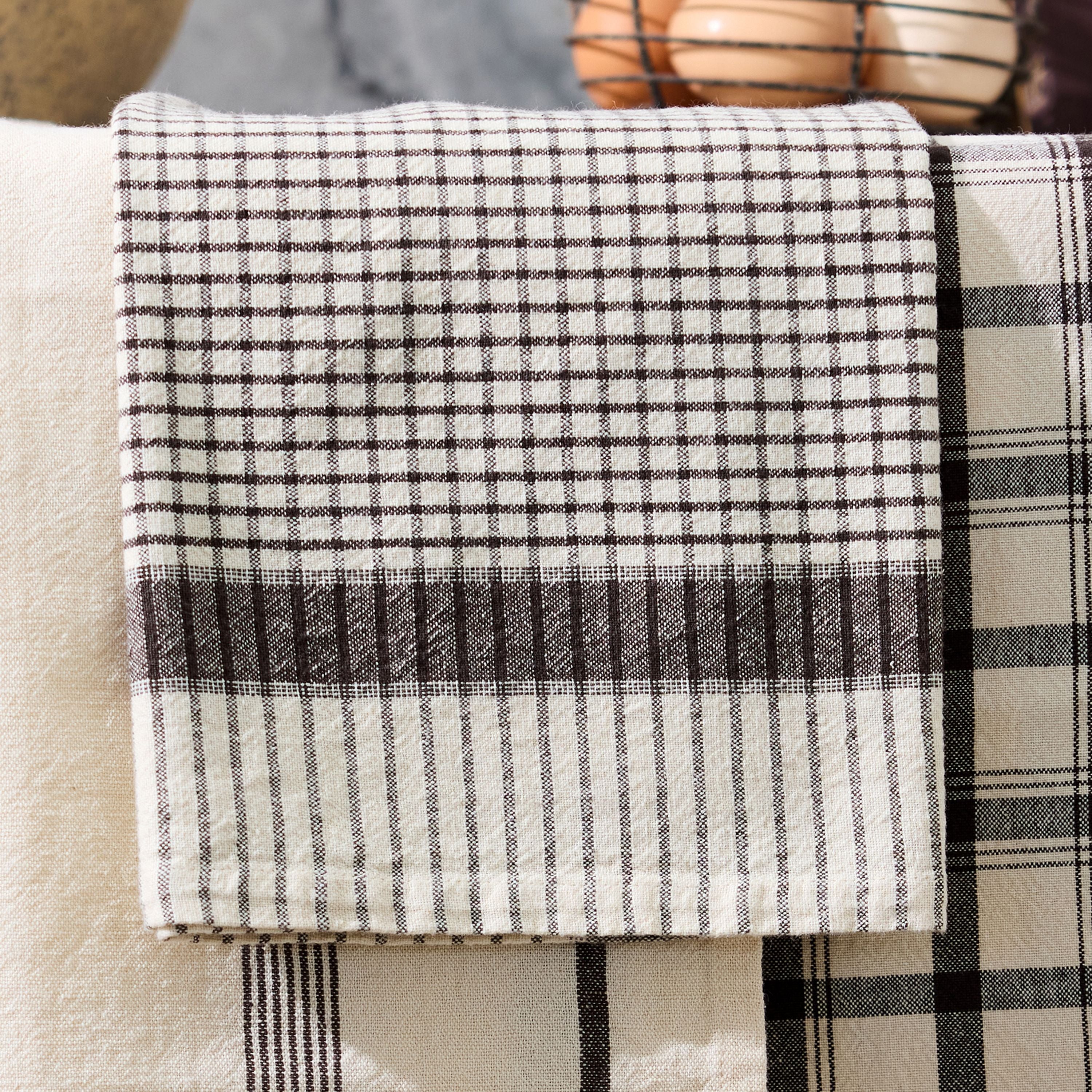 French Country Utility Check Tea Towel