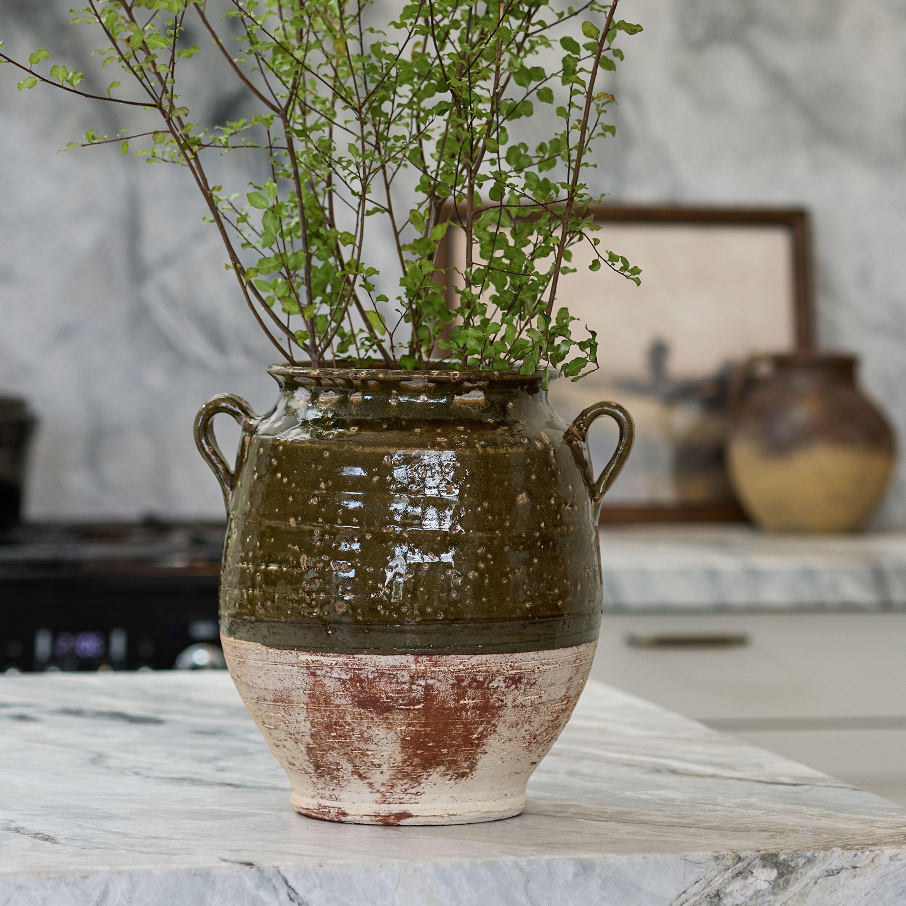 French Country Terrano Urn Moss Green 38cm