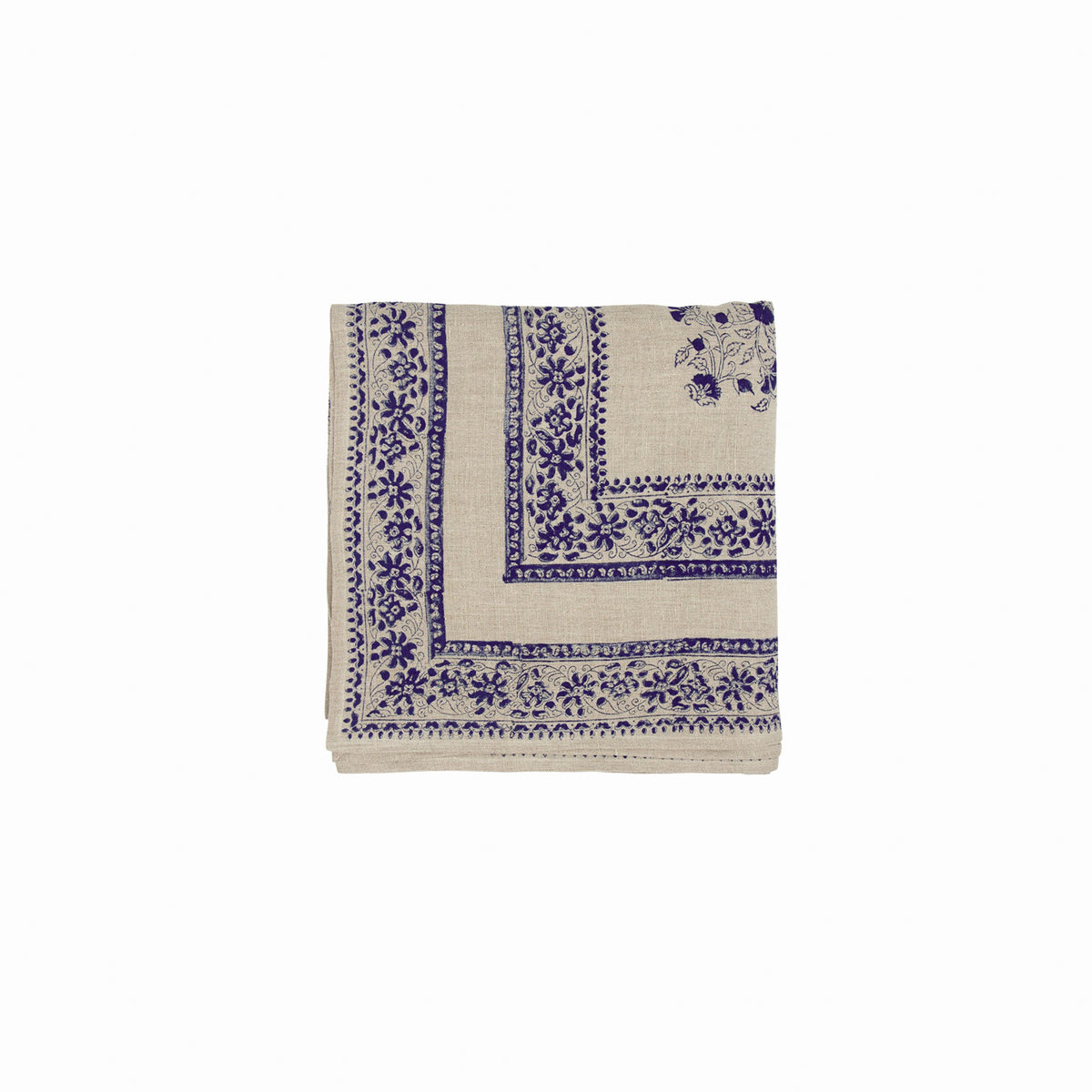 French Country Sofia Handblocked Floral Azure Tablecloth Small