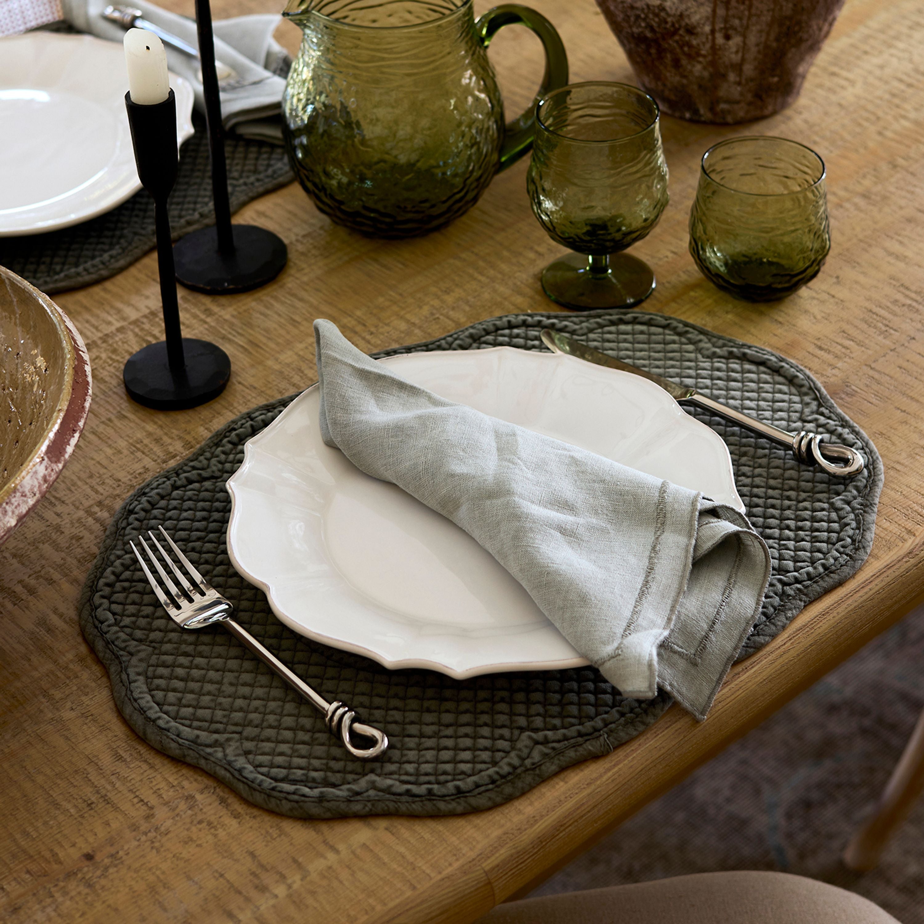 French Country Rena Quilted Placemat Olive