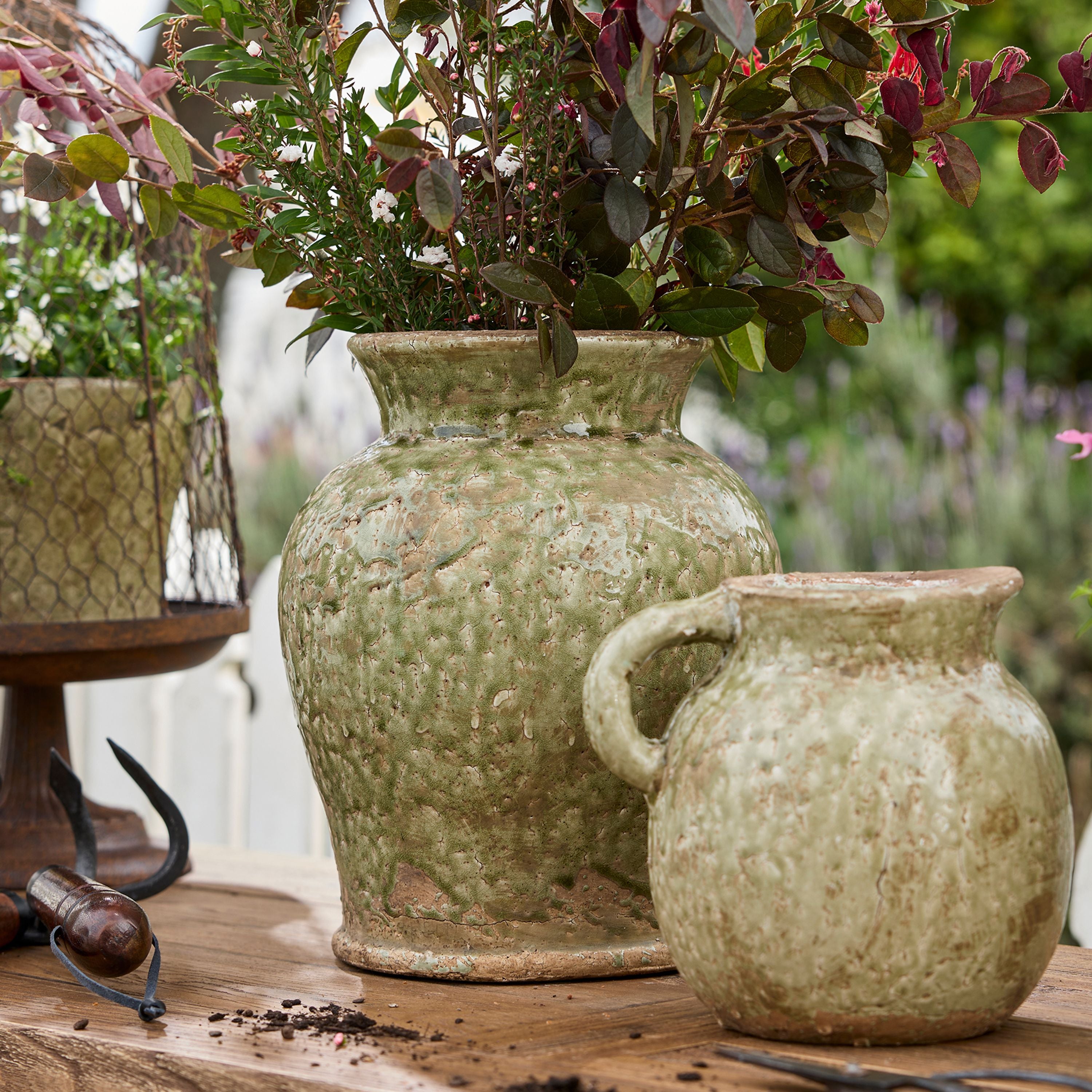 French Country Celadon Garden Vase