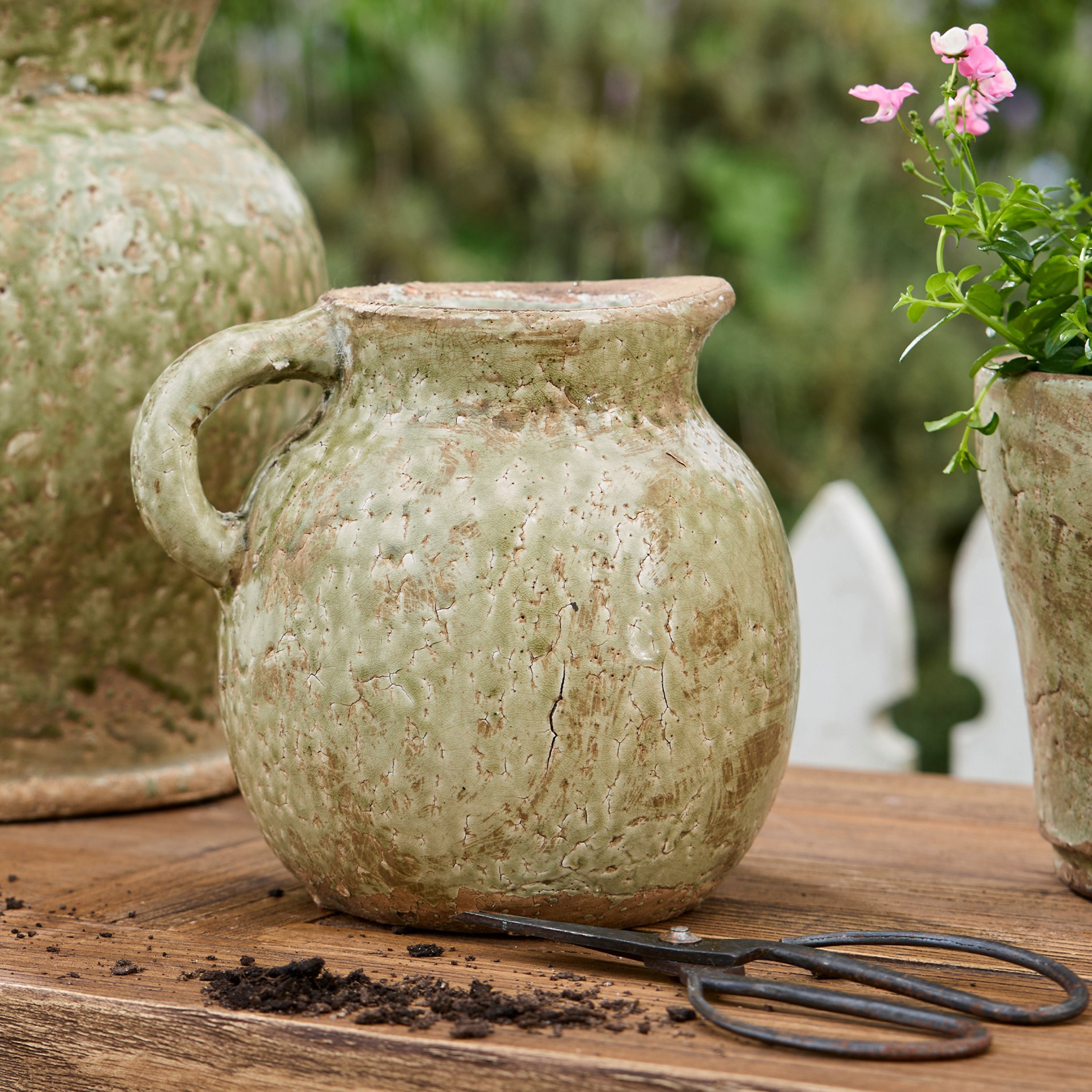 French Country Celadon Garden Jug
