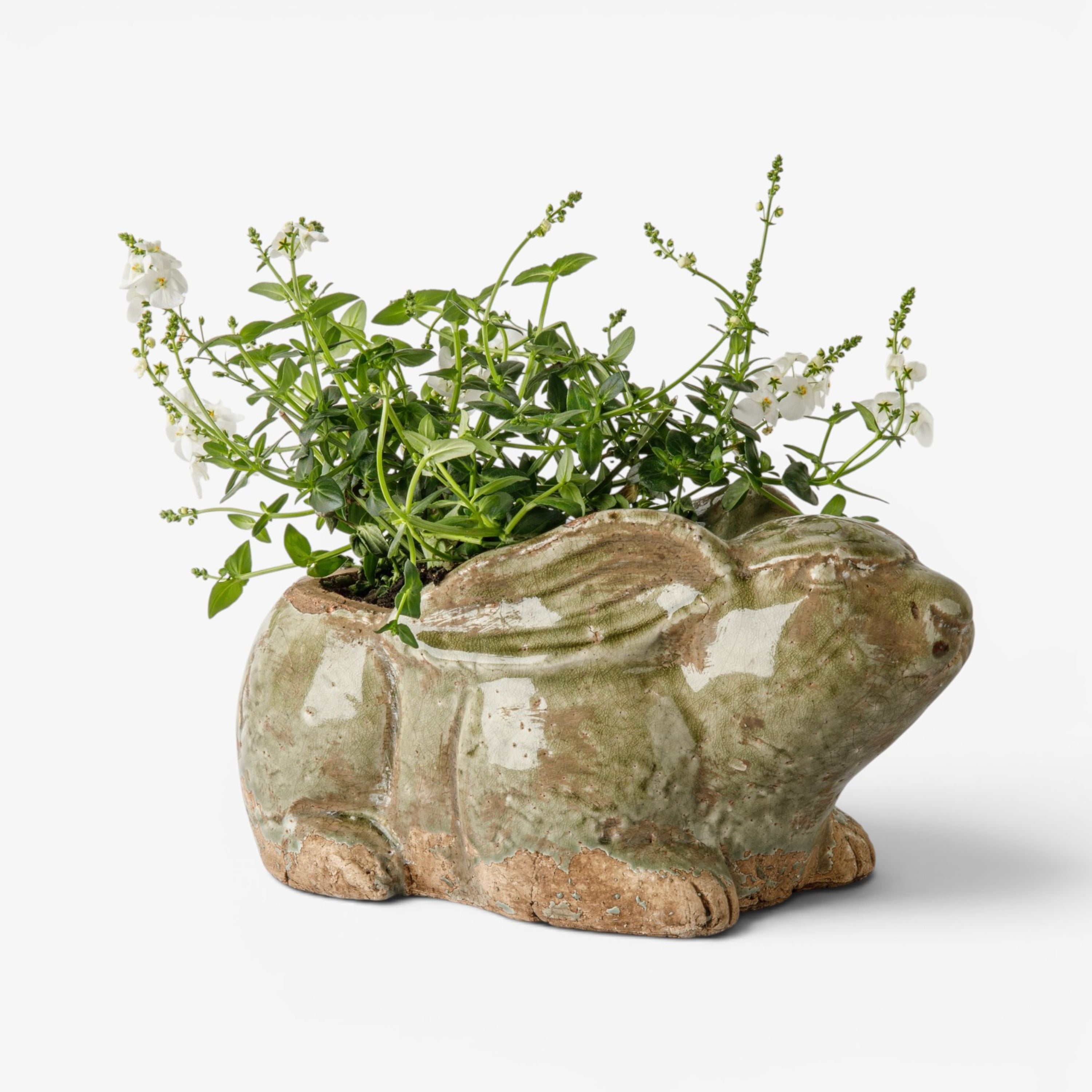 French Country Celadon Rabbit Planter