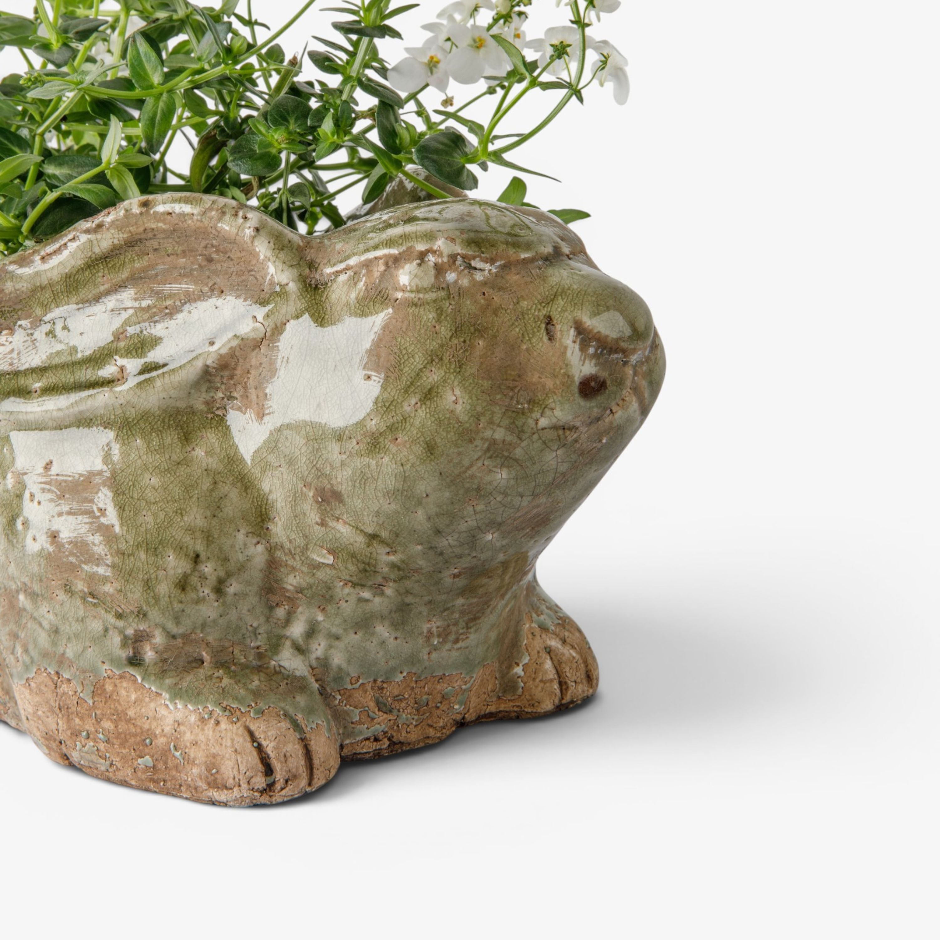 French Country Celadon Rabbit Planter
