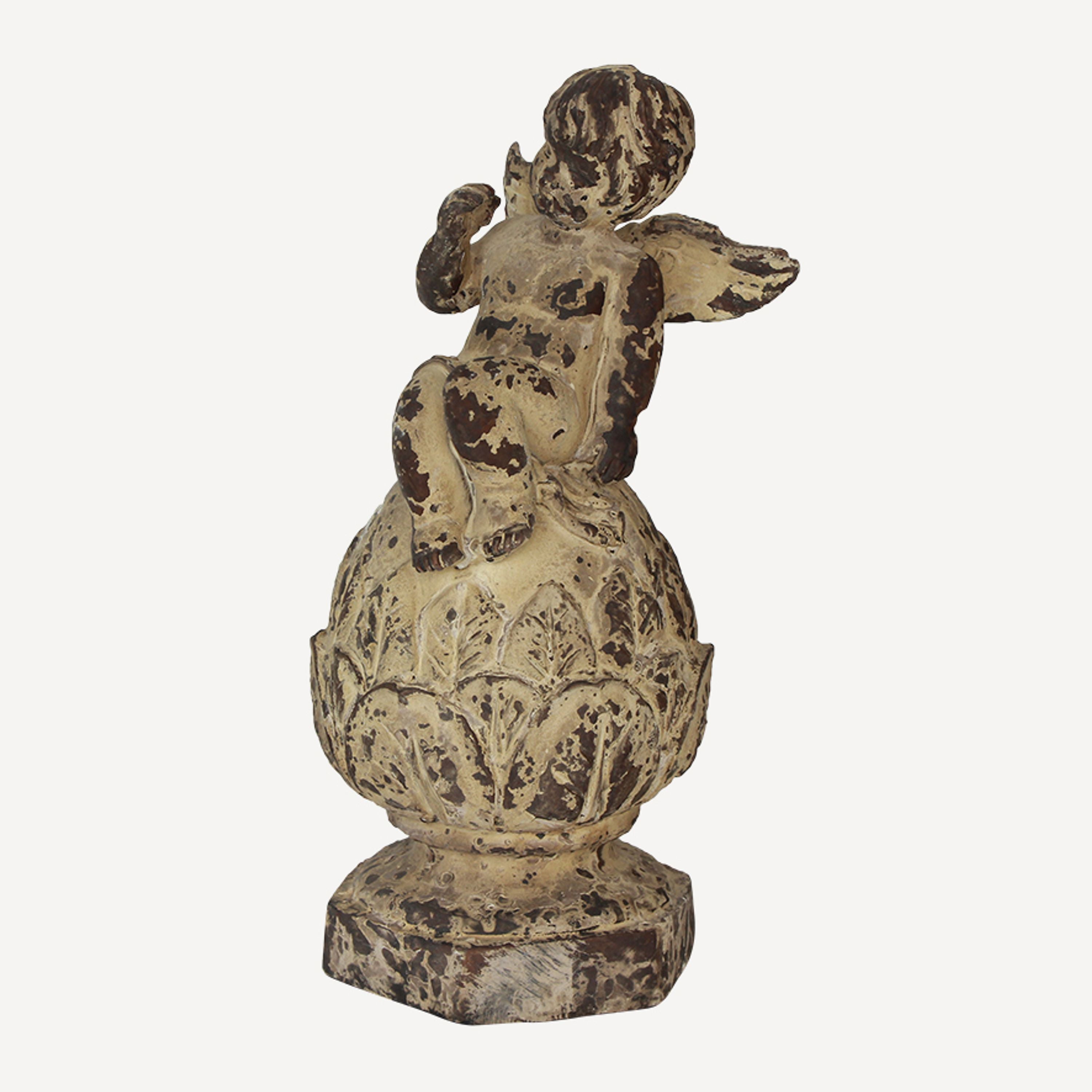 French Country Cherub Thinking on Acorn