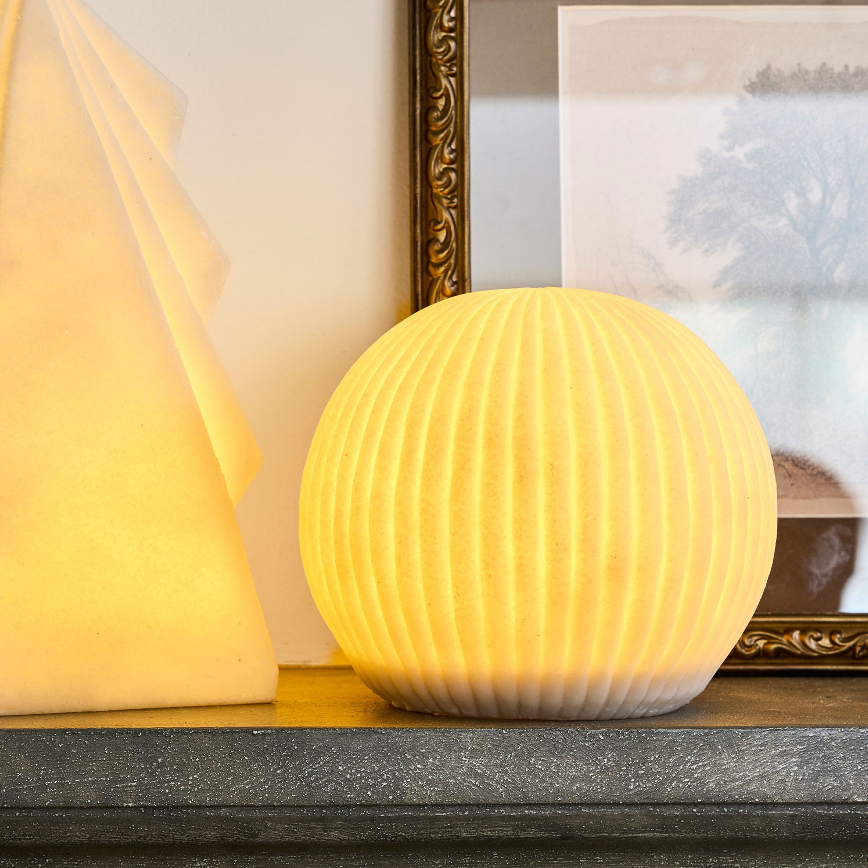 French Country Ribbed Sphere Light Up Large