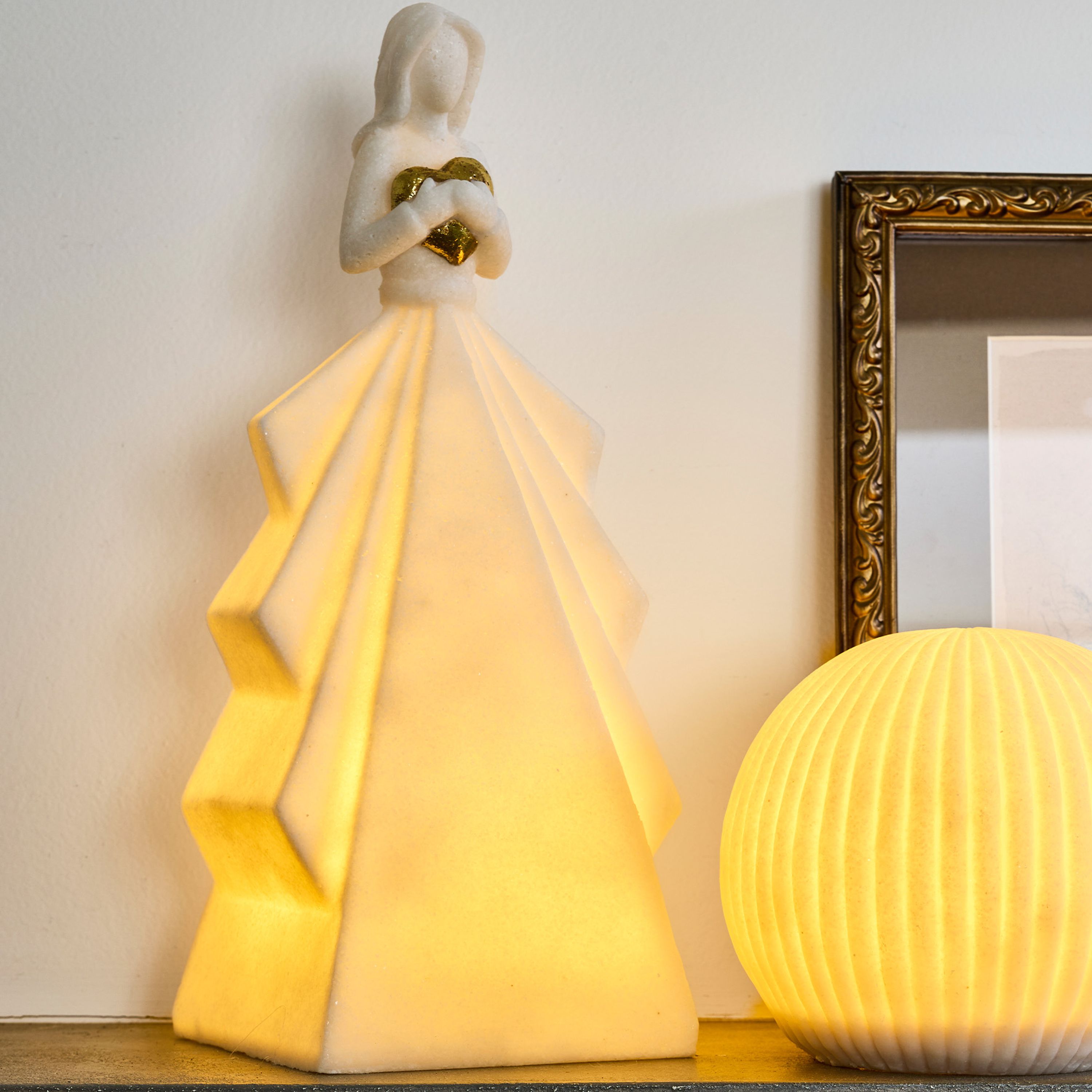 French Country Angel with Heart Light Up