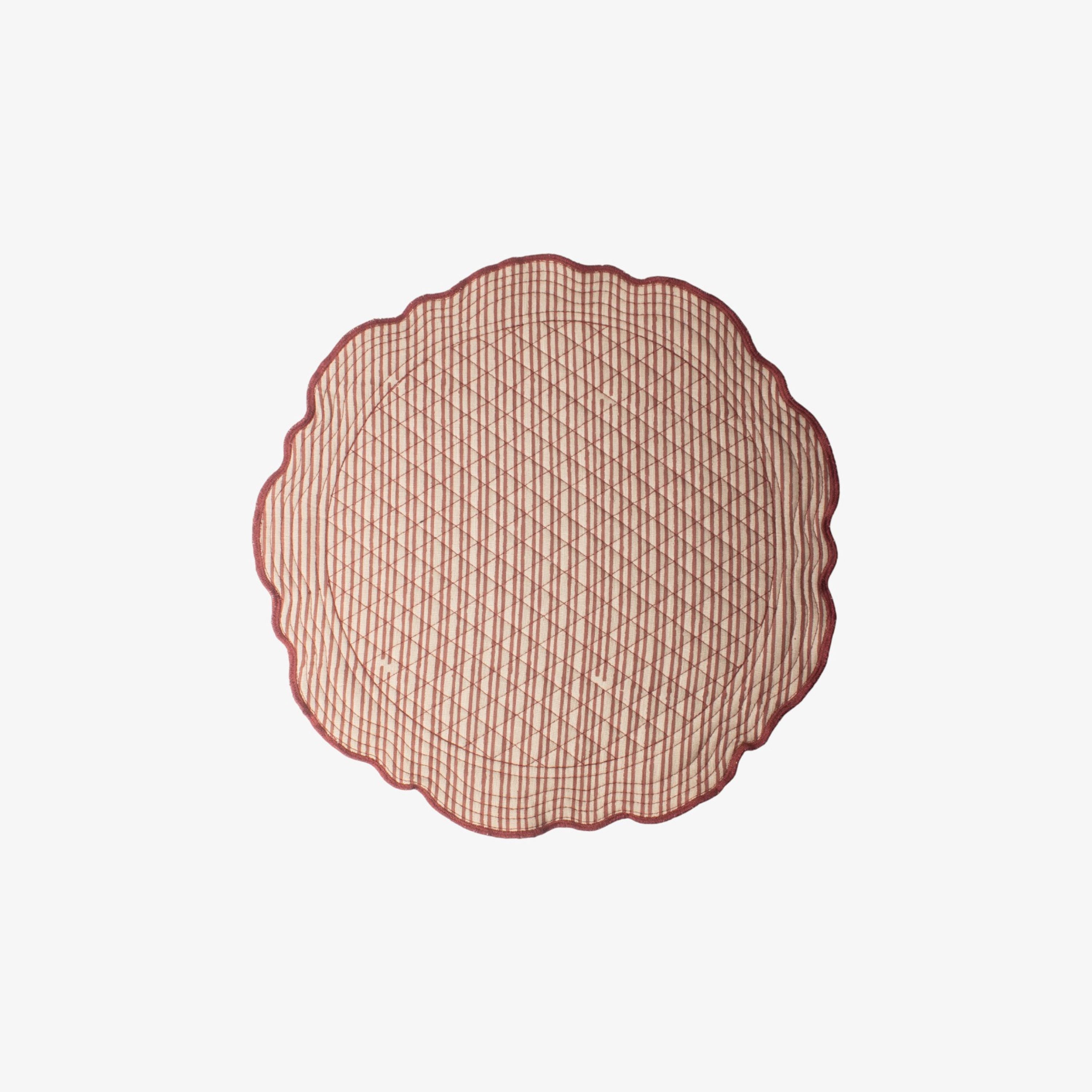 French Country Striped Red Quilted Placemat