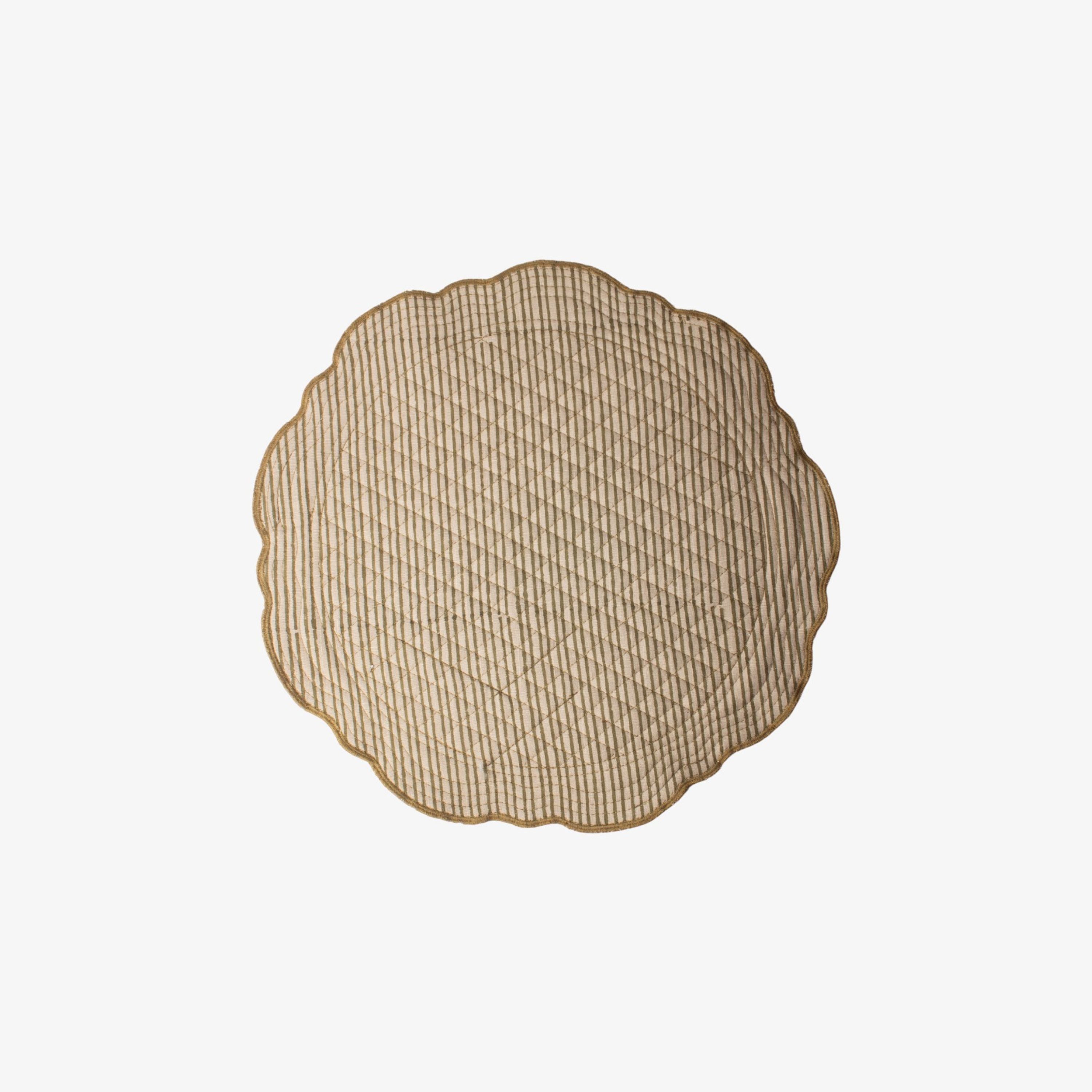 French Country Striped Green Quilted Placemat