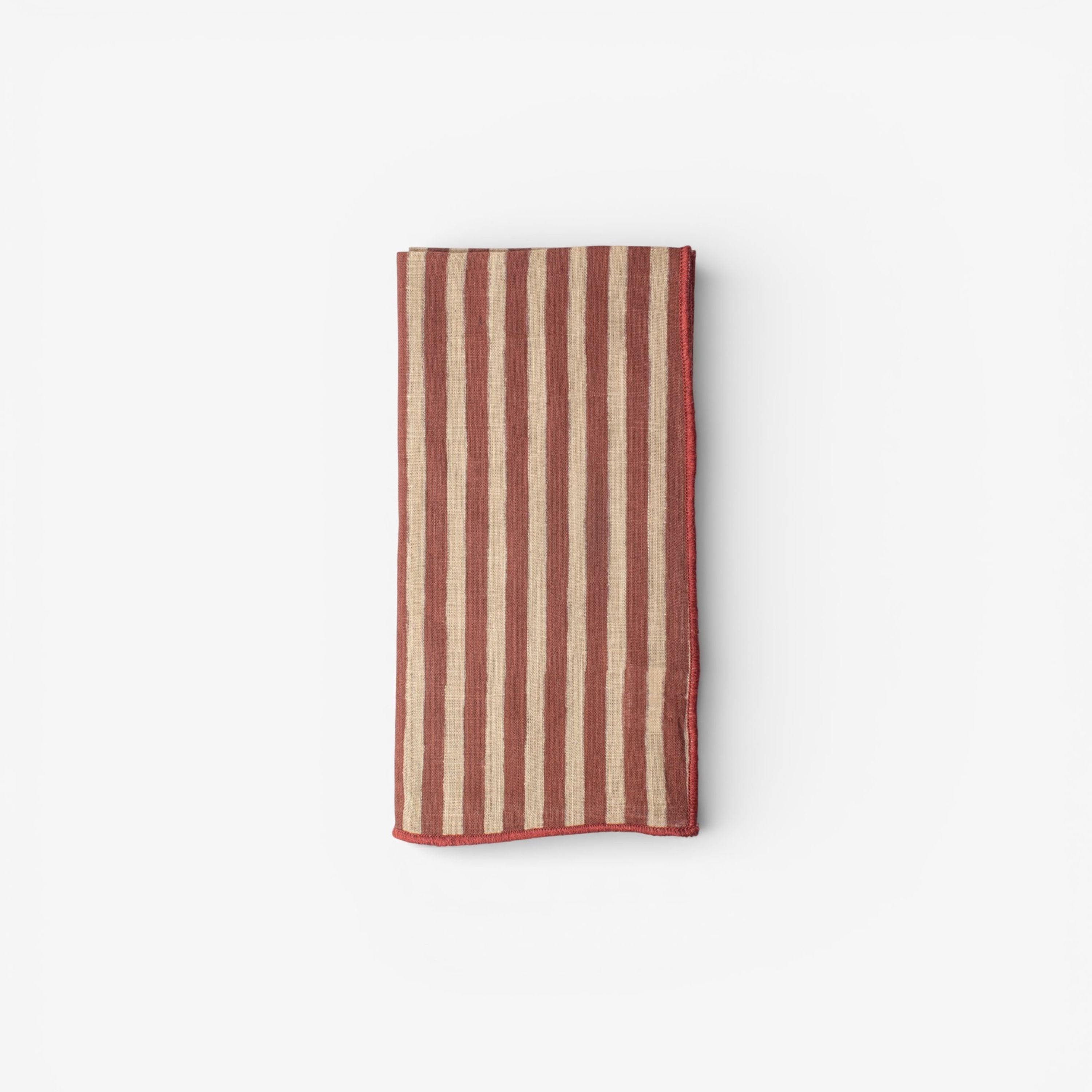 French Country Striped Red Cotton Napkin