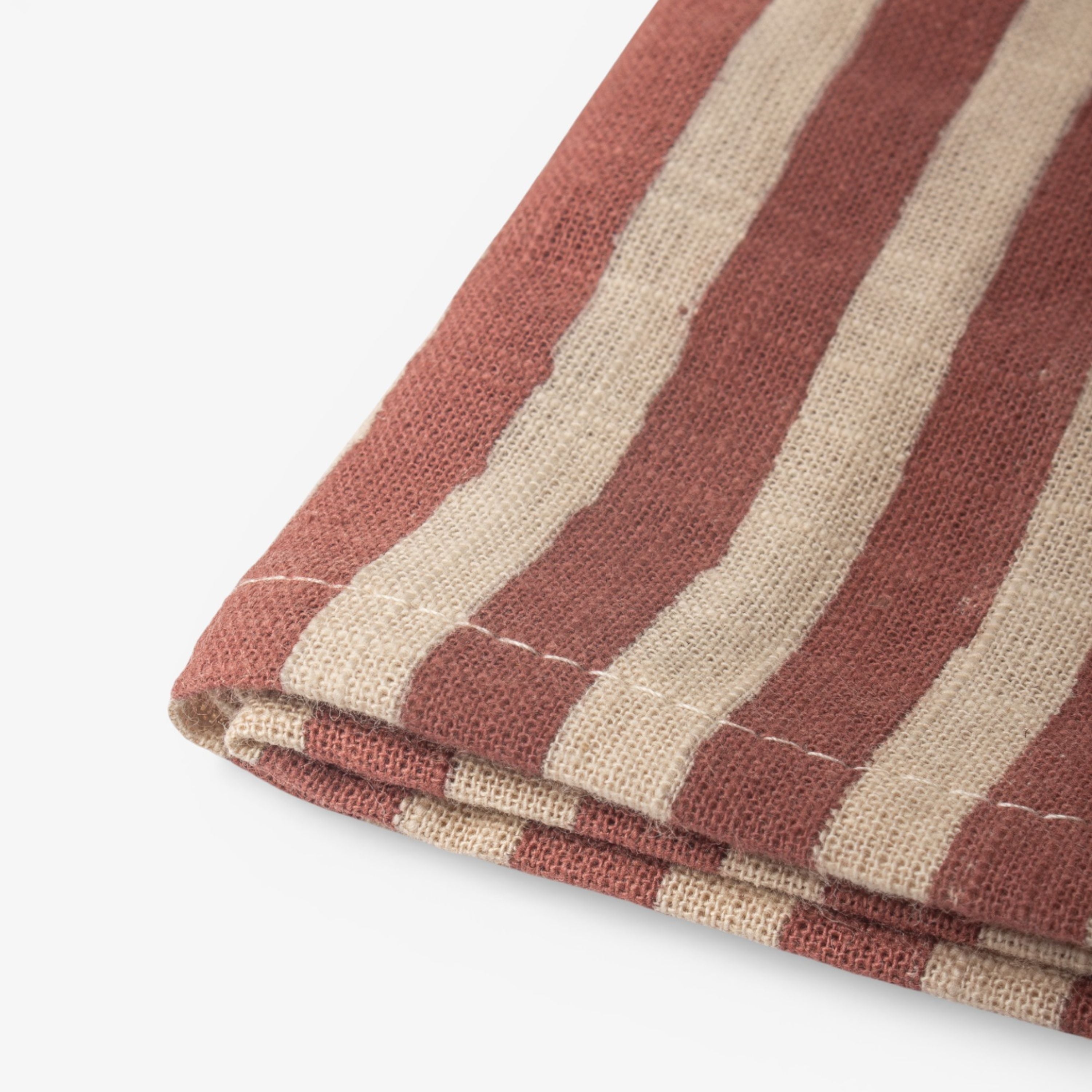 French Country Striped Red Cotton Napkin