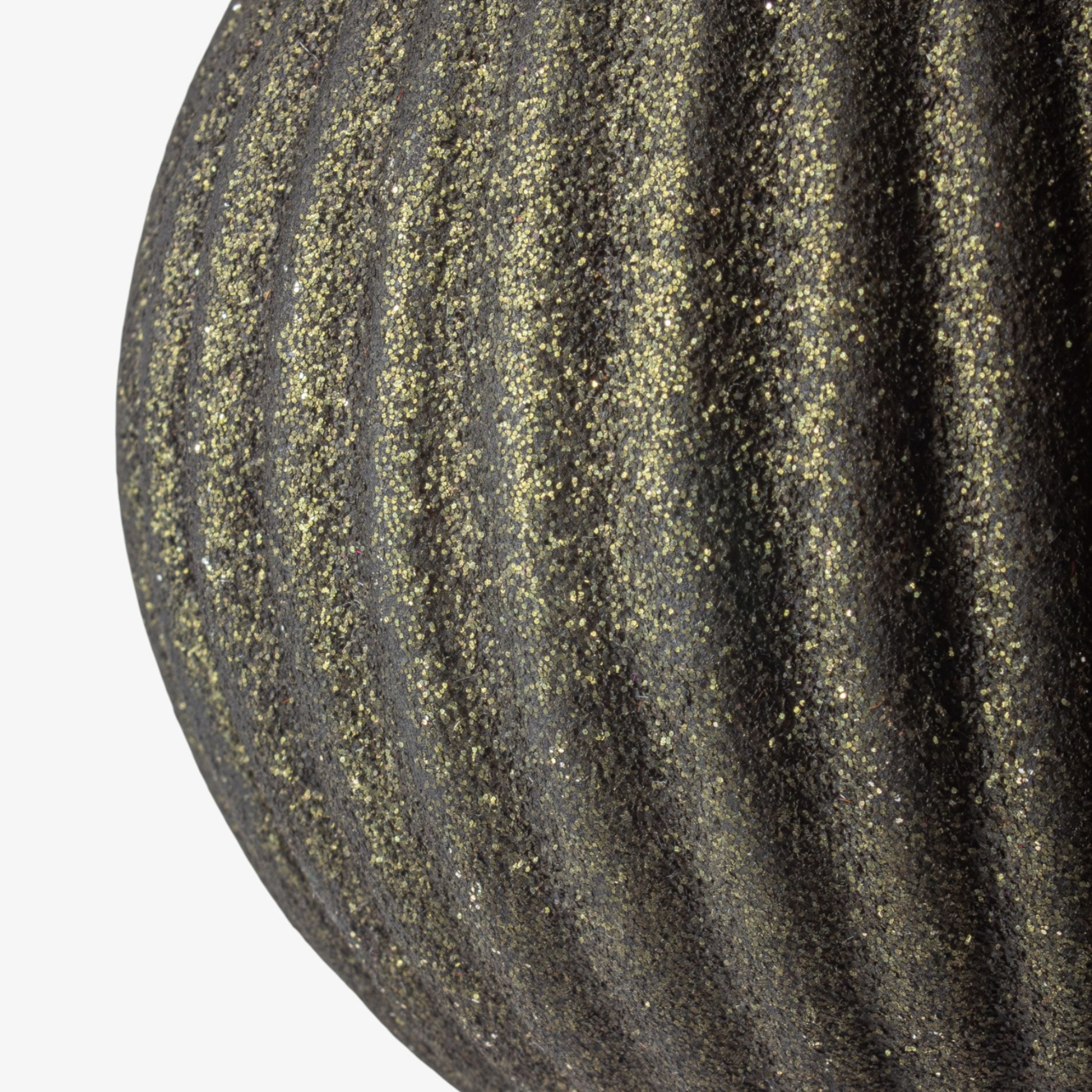 French Country Stripe Glitter Bauble Green 10cm