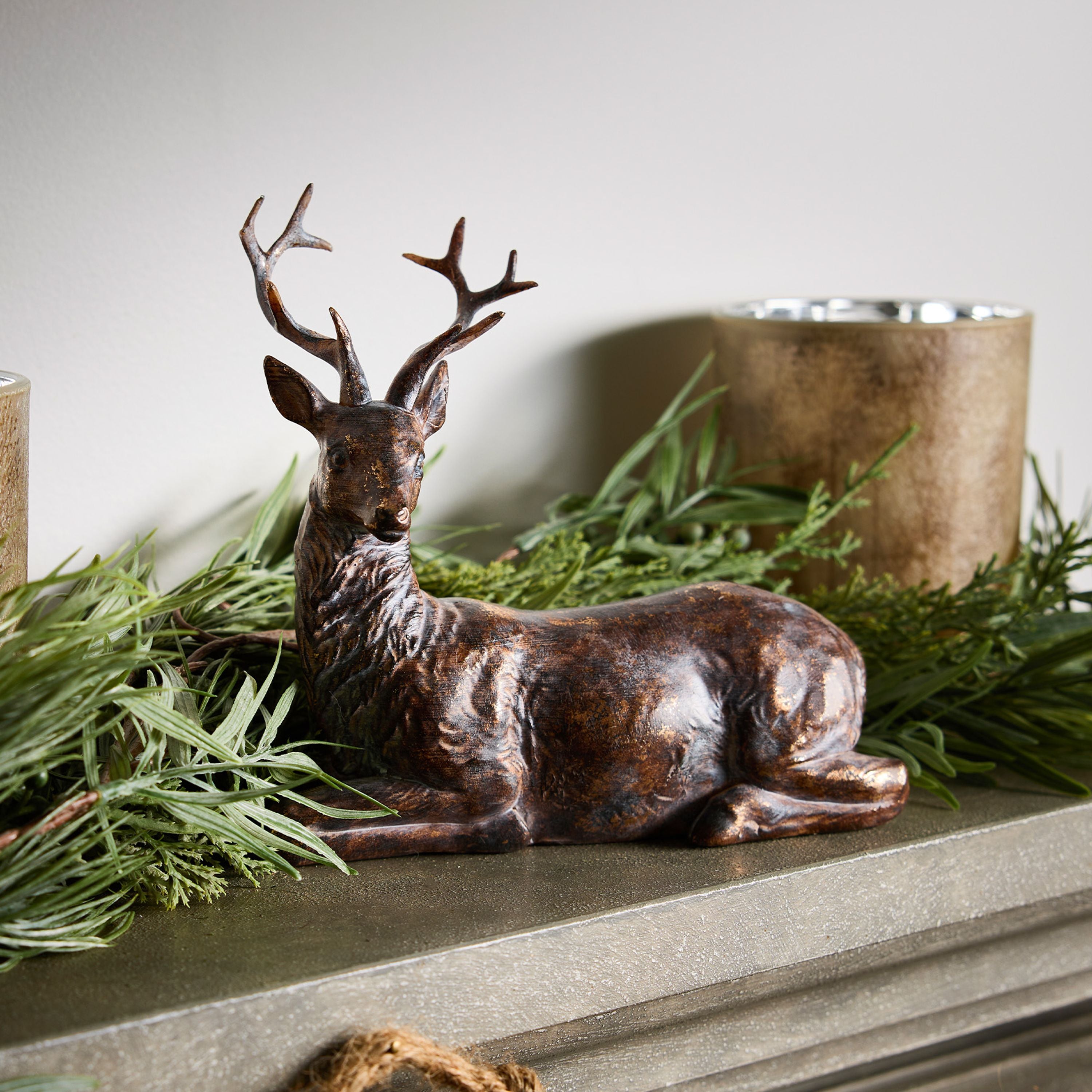 French Country Sentinel Small Lying Down Reindeer Right Side