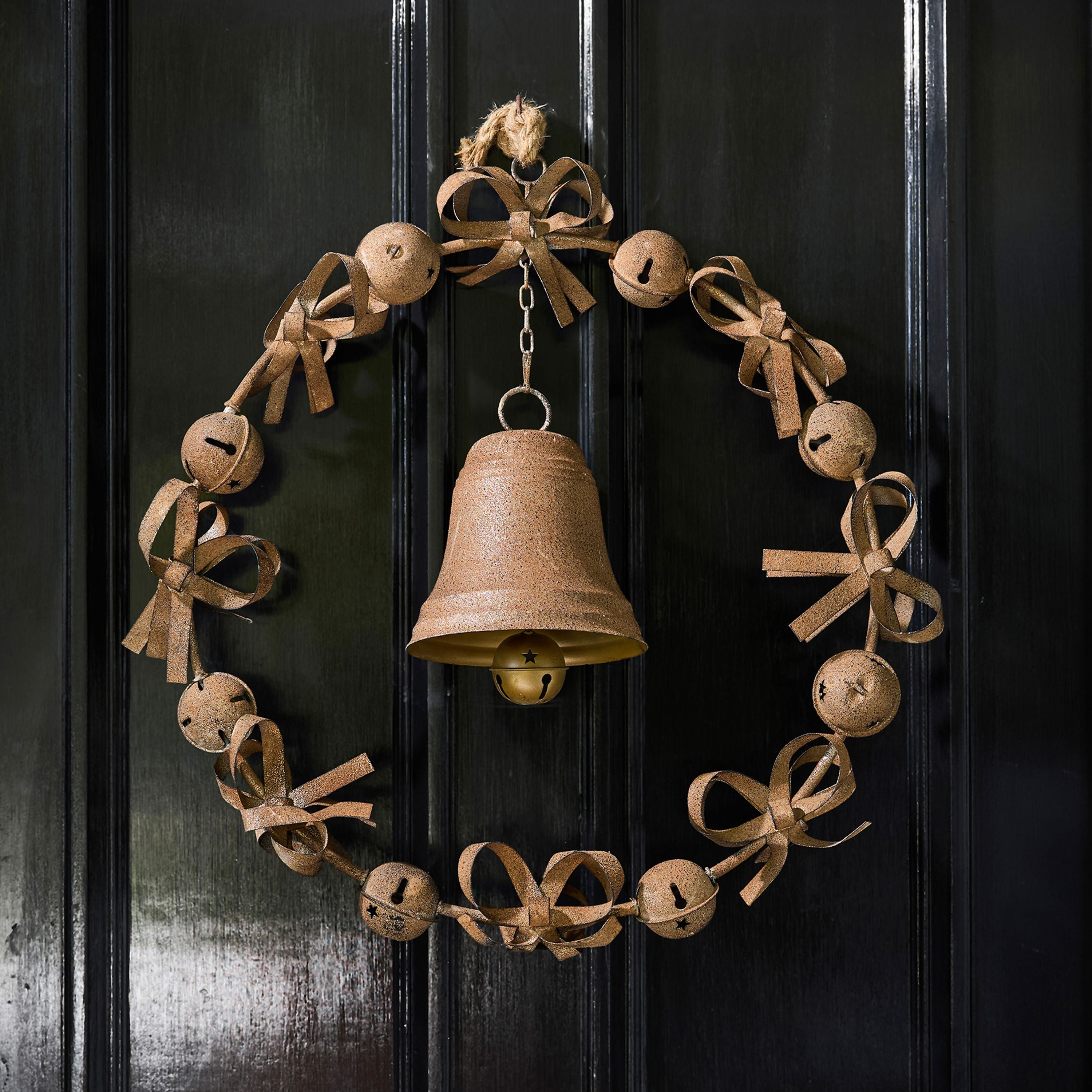 French Country Bow & Bell Wreath Rust