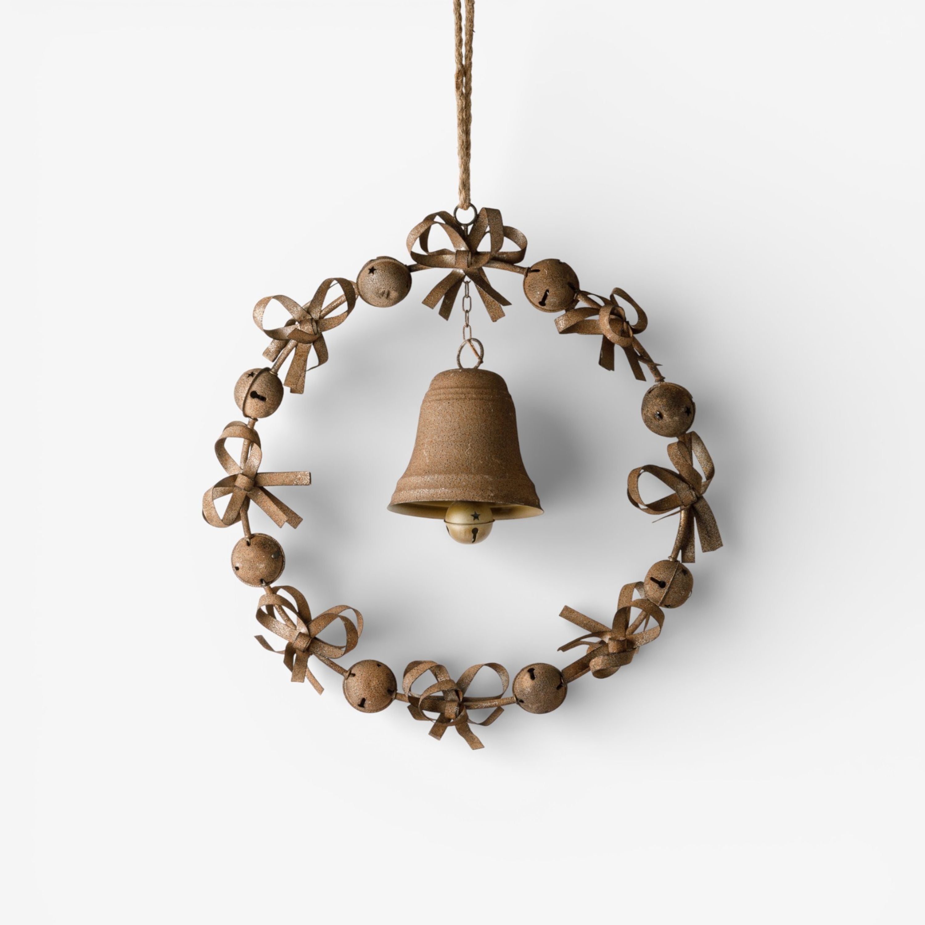 French Country Bow & Bell Wreath Rust