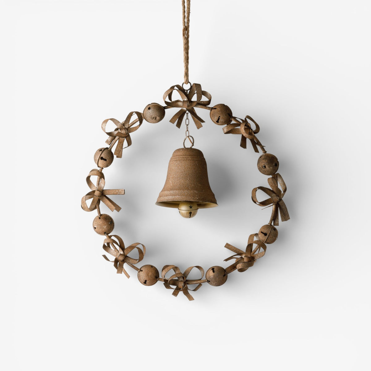 French Country Bow & Bell Wreath Rust