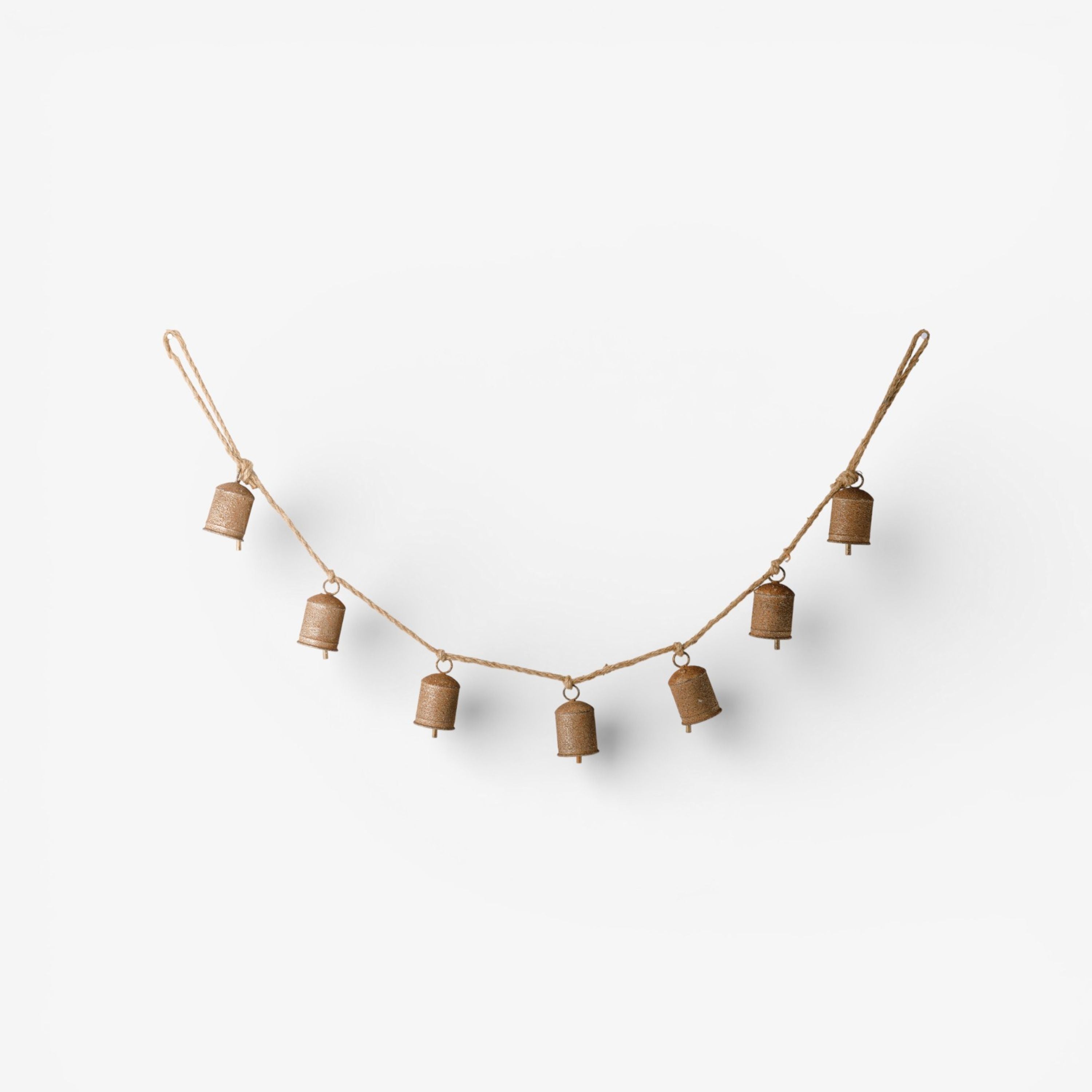 French Country Cow Bell on Rope Garland Rust