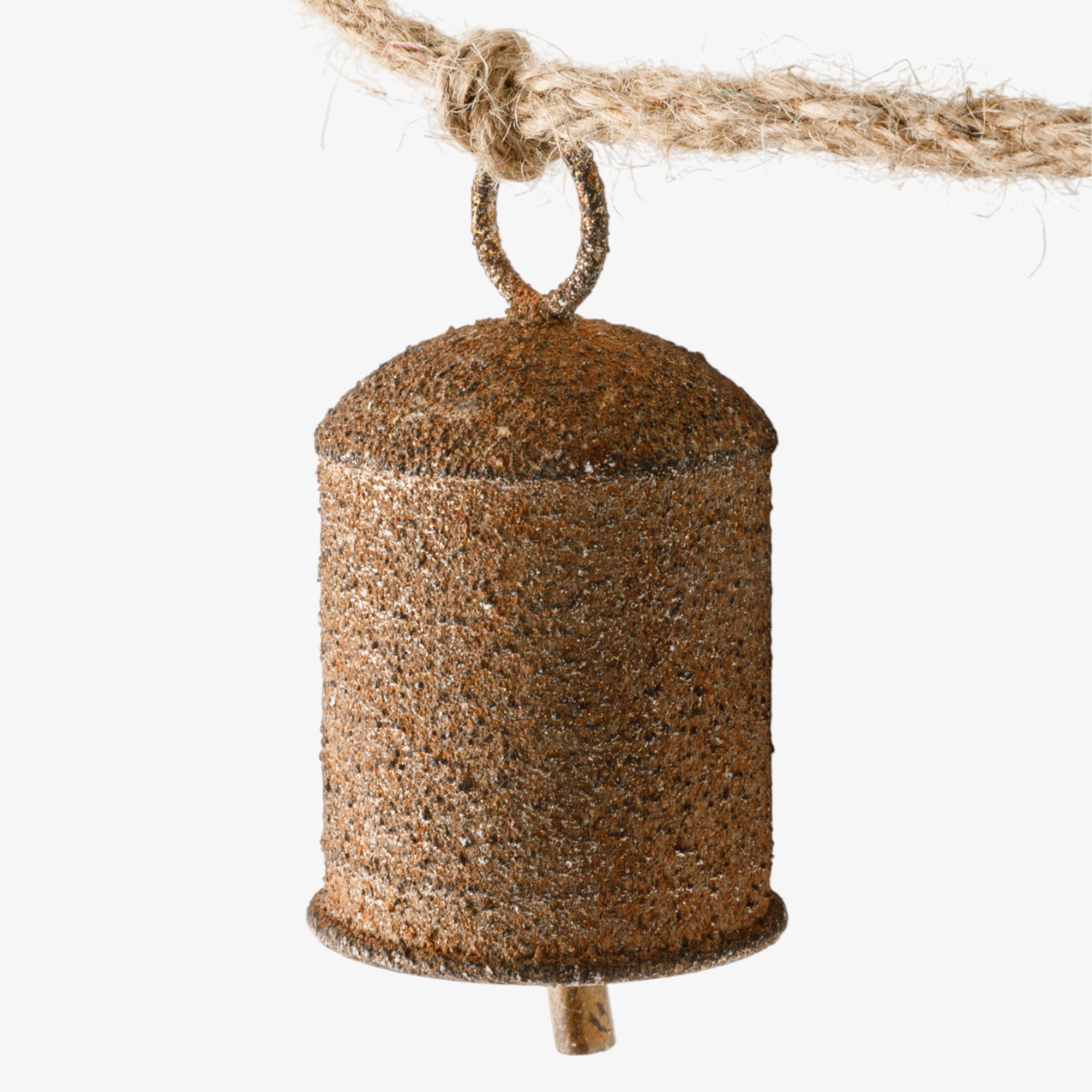 French Country Cow Bell on Rope Garland Rust