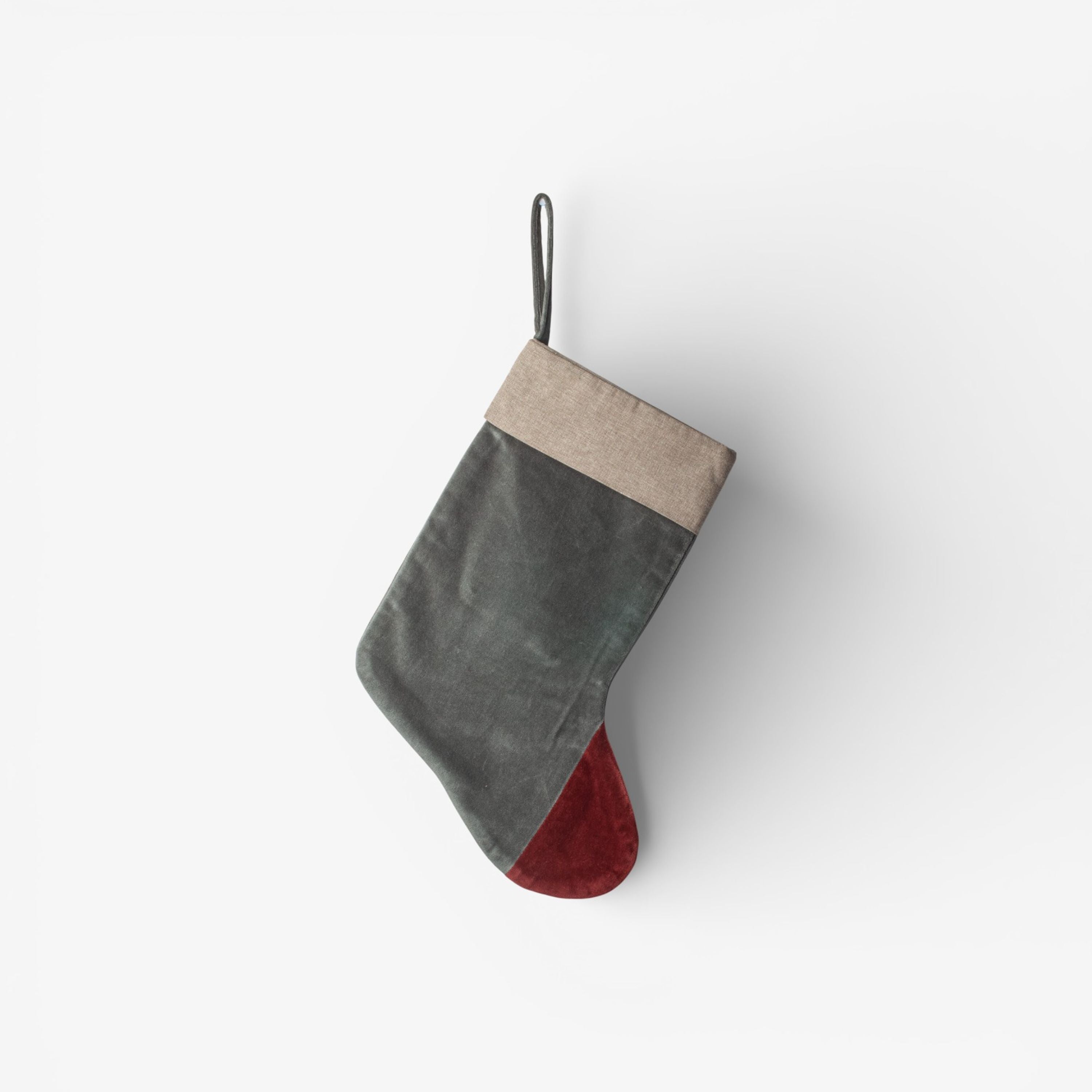 French Country Two Toned Velvet Stocking Eggshell