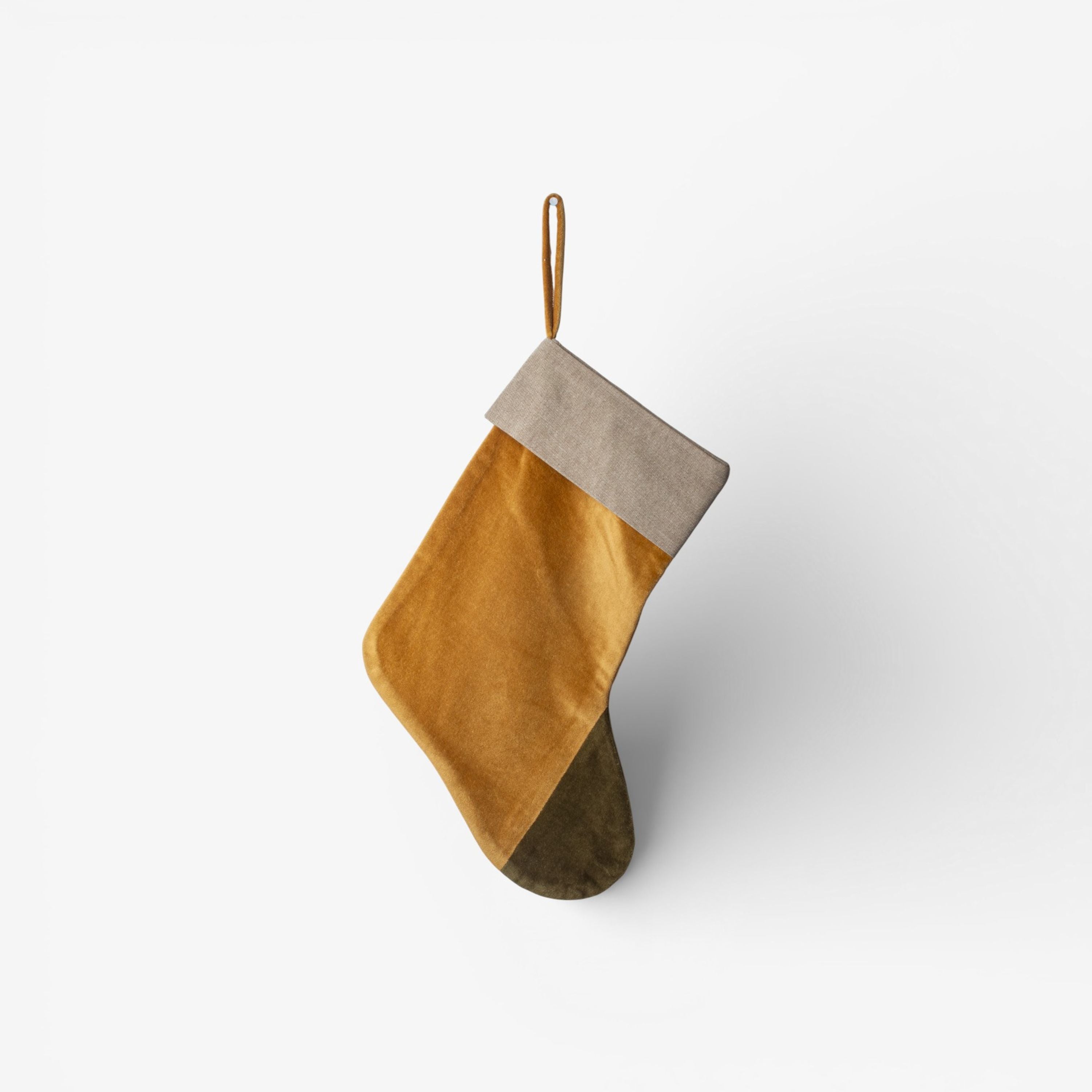 French Country Two Toned Velvet Stocking Gold