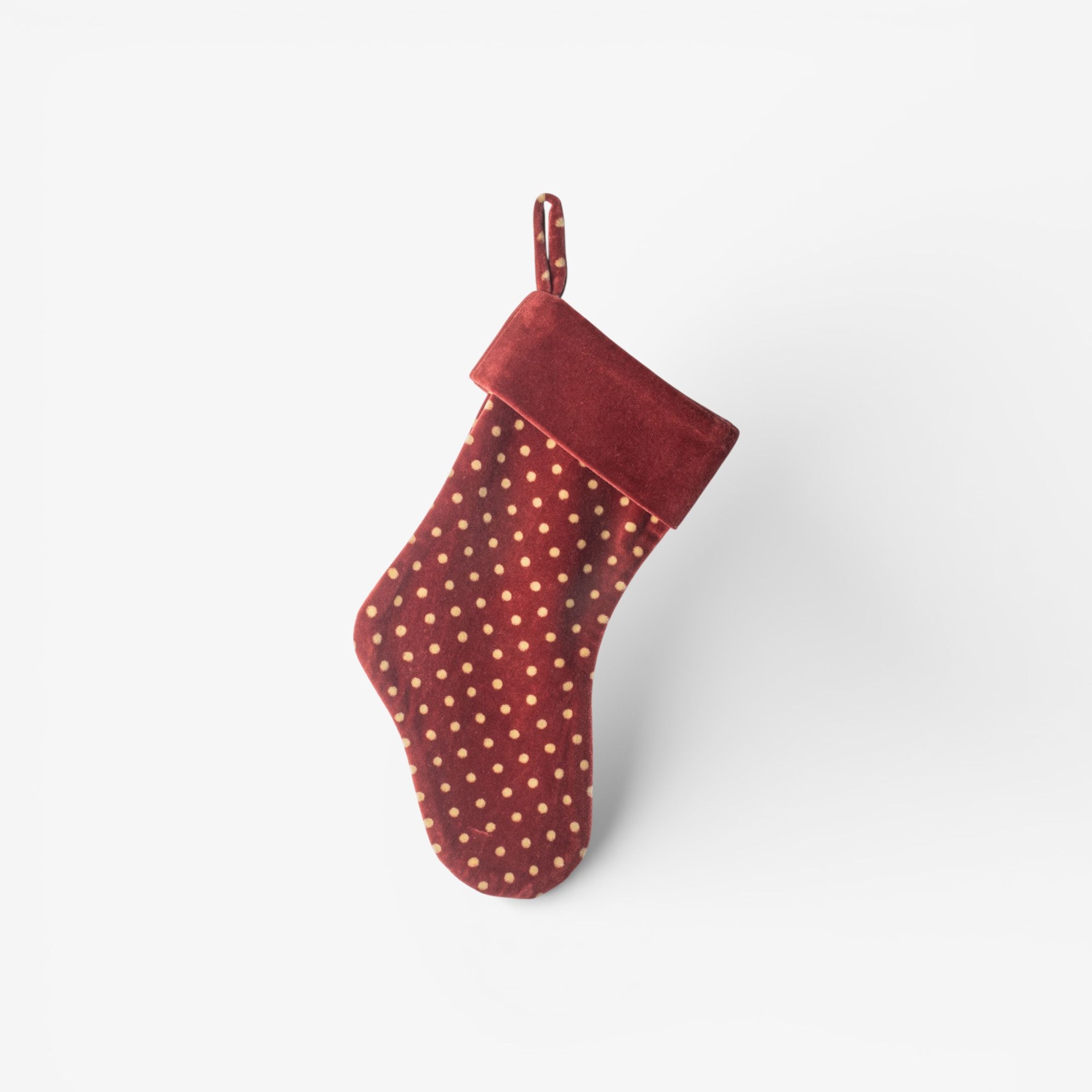 French Country Full Polka Stocking Burnt Red