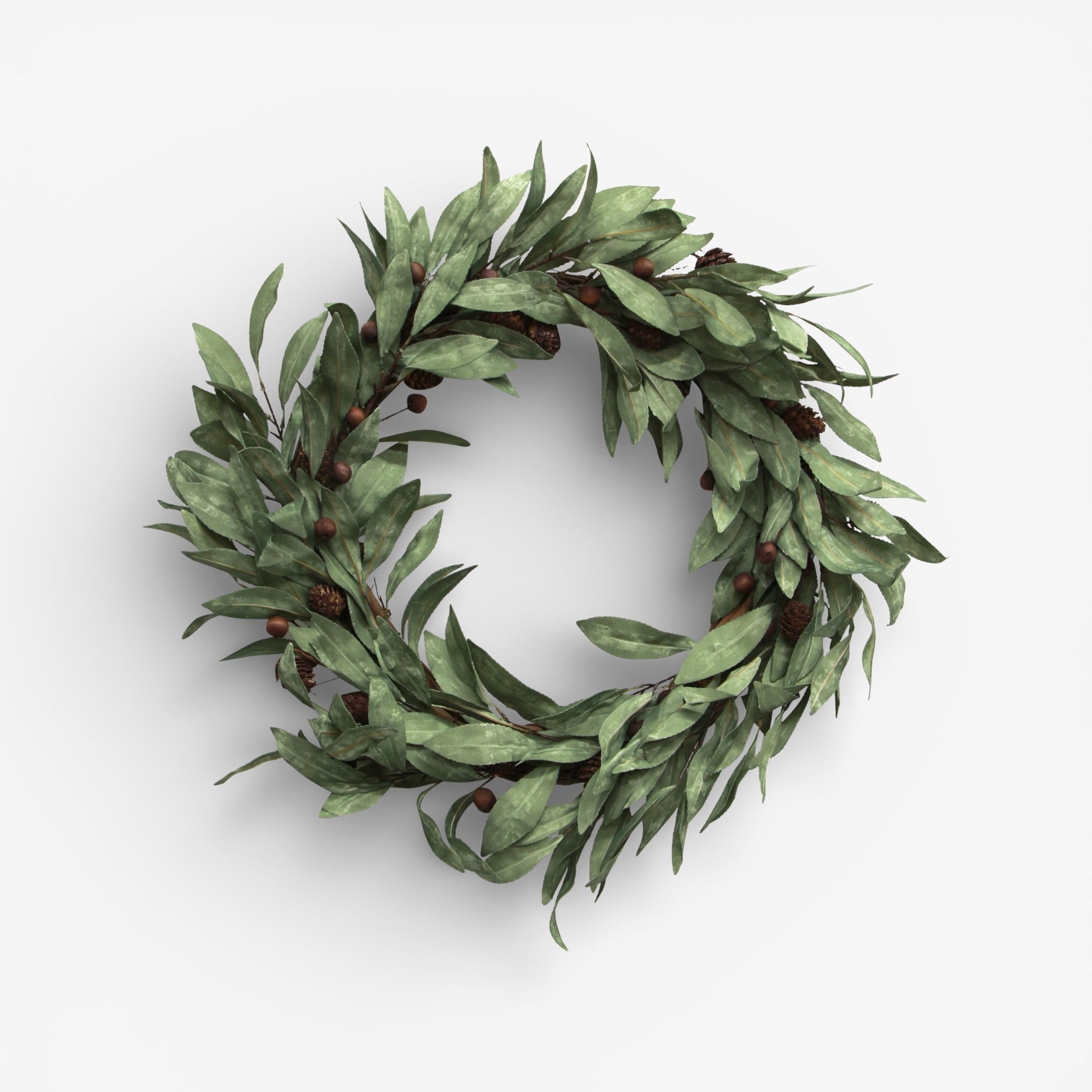 French Country Eucalyptus & Brown Wood Berry Wreath Large