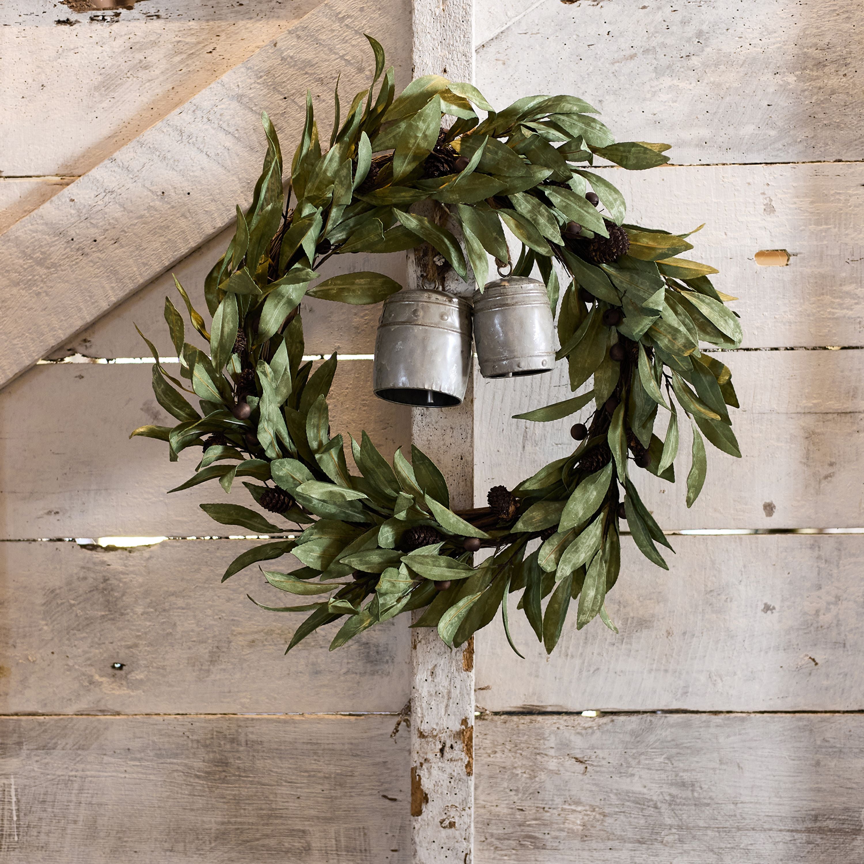 French Country Eucalyptus & Brown Wood Berry Wreath Large