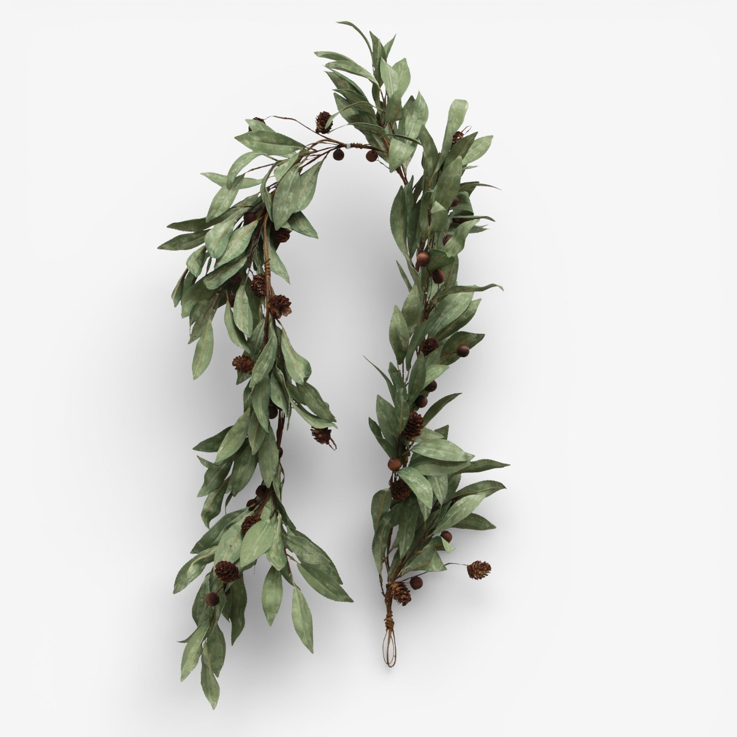 French Country Eucalyptus & Brown Berry Wood Swag Large