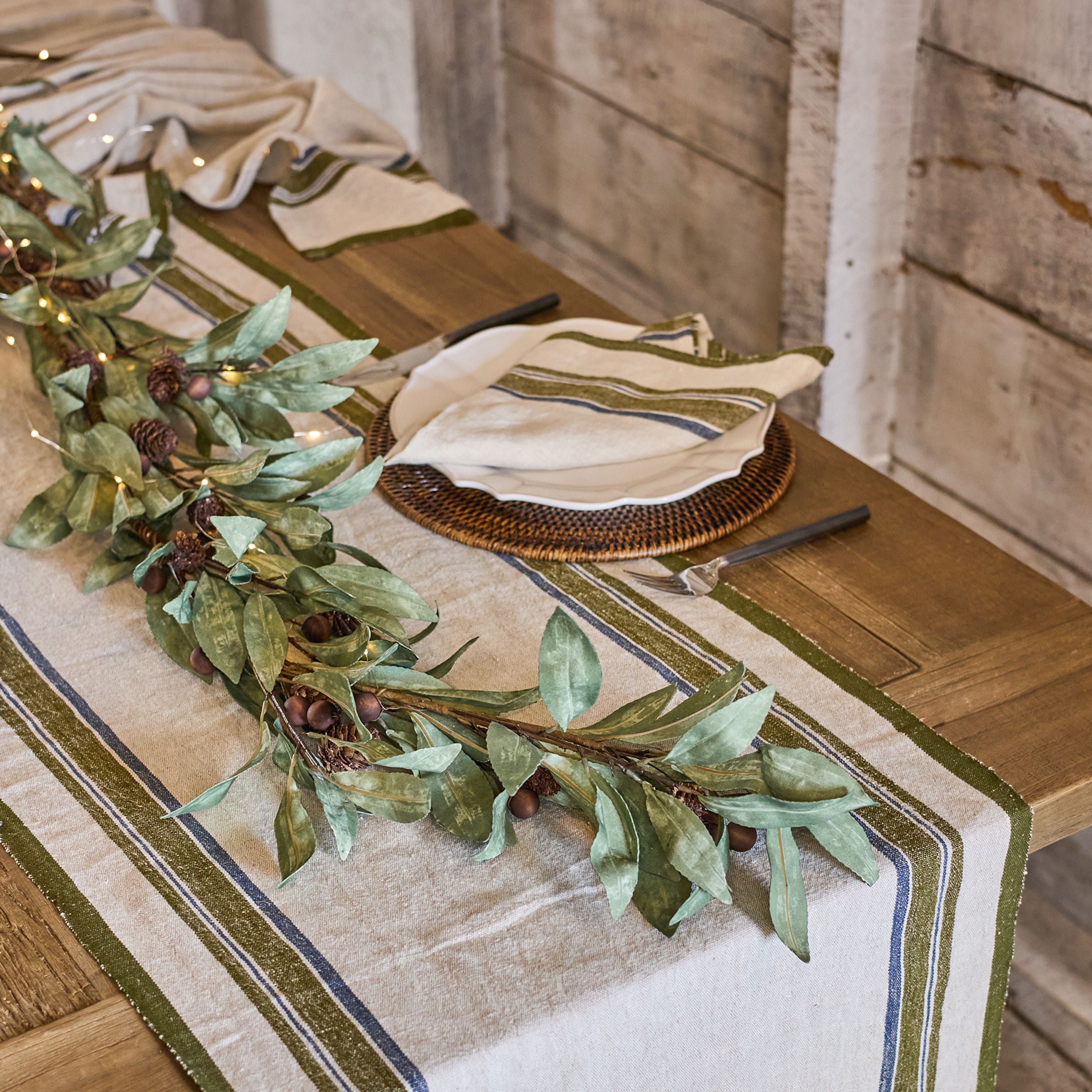 French Country Eucalyptus & Brown Berry Wood Swag Large