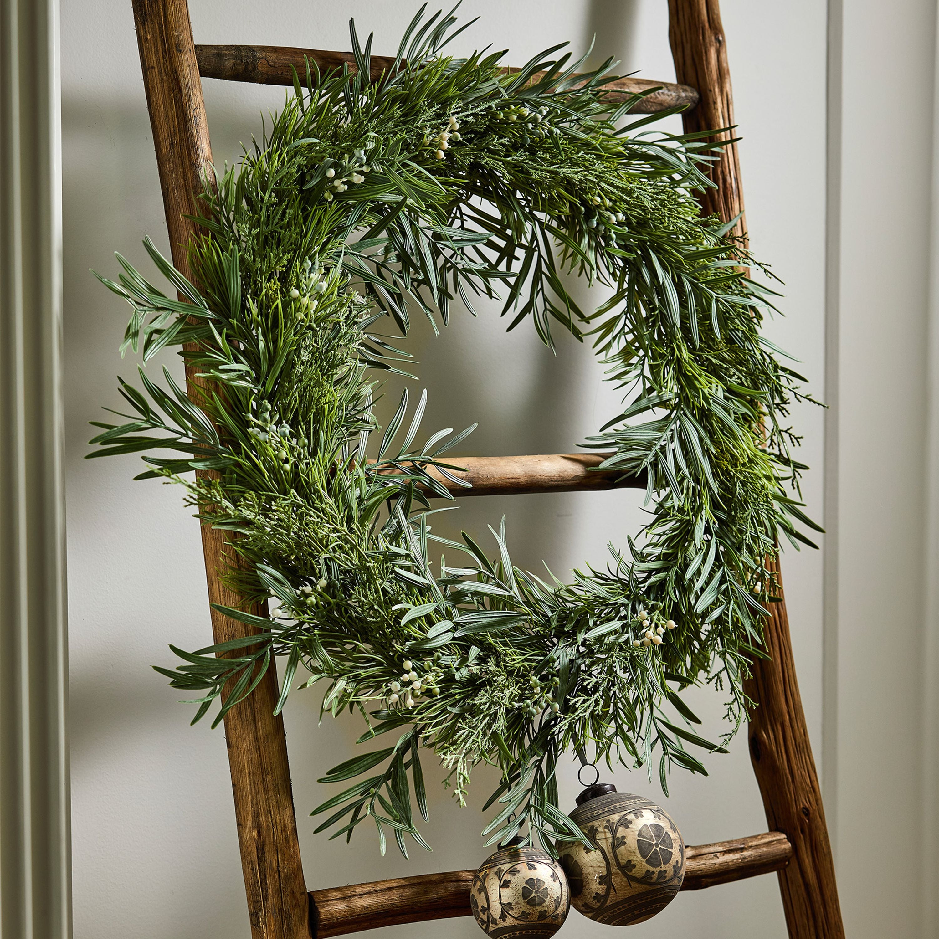 French Country Mixed Silver Green Wreath