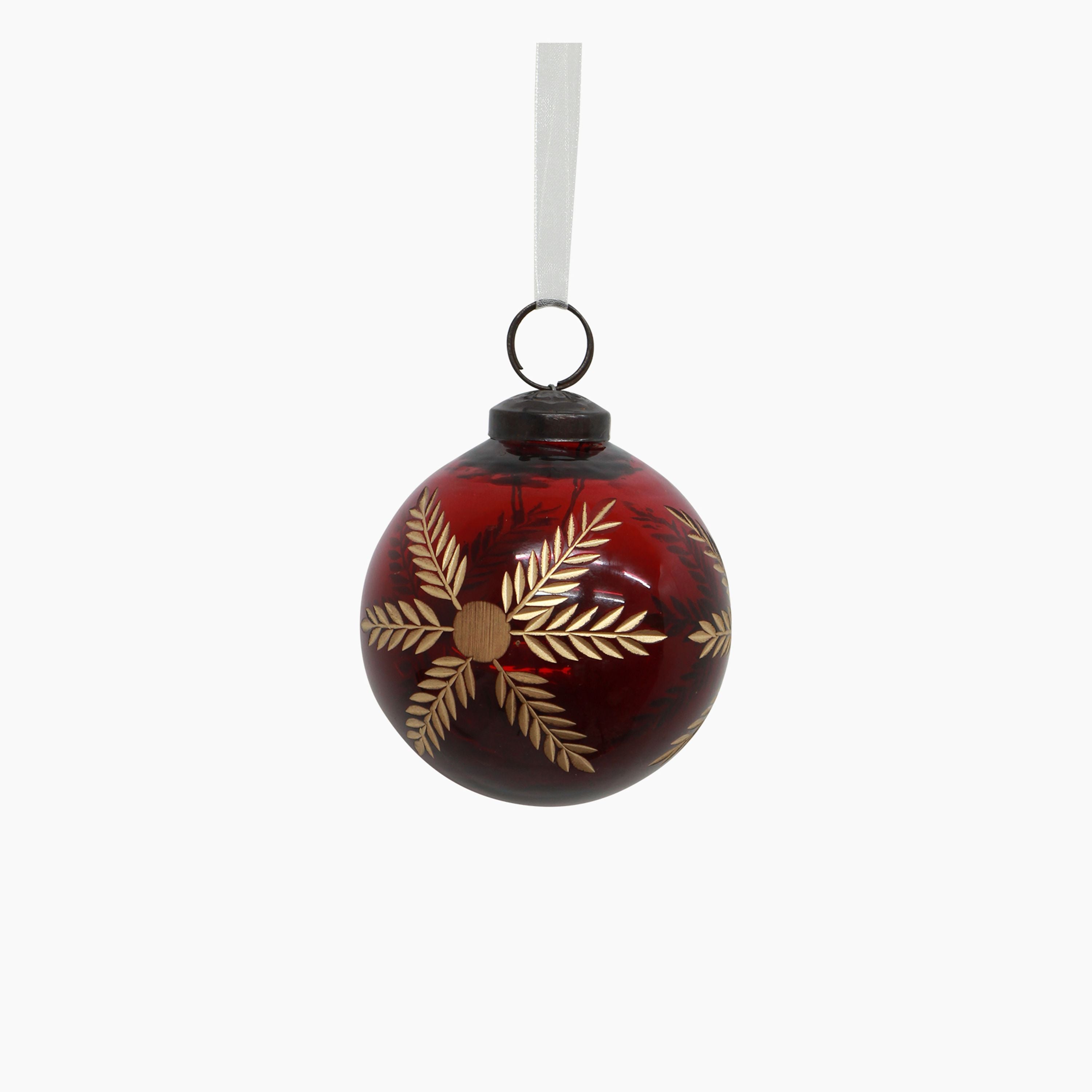 French Country Amina Glass Bauble Red and Gold
